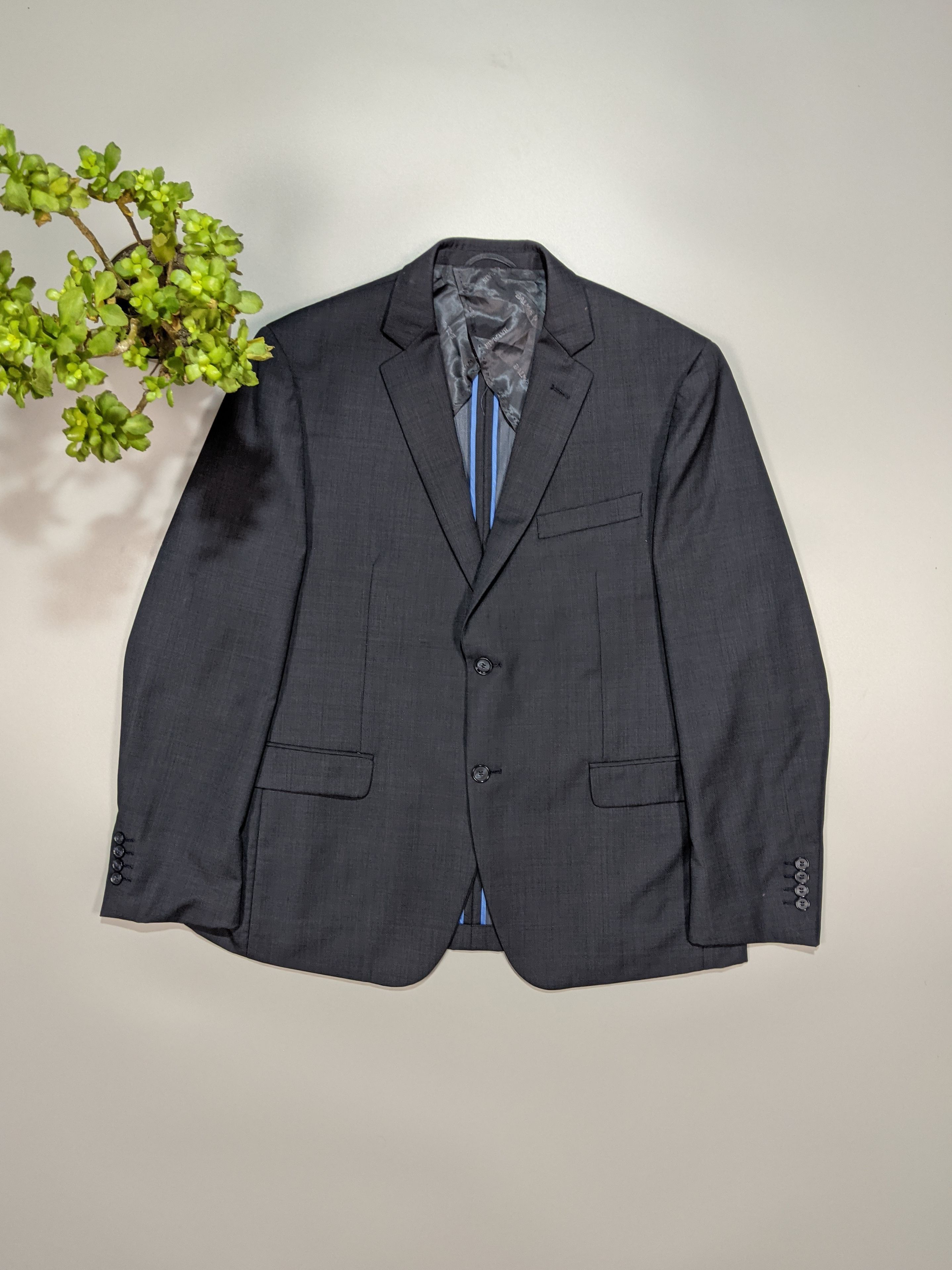 Balmain × Vintage BALMAIN Vintage Mens Authentic Dark Gray Wool Suit Size 54R - 2 Thumbnail