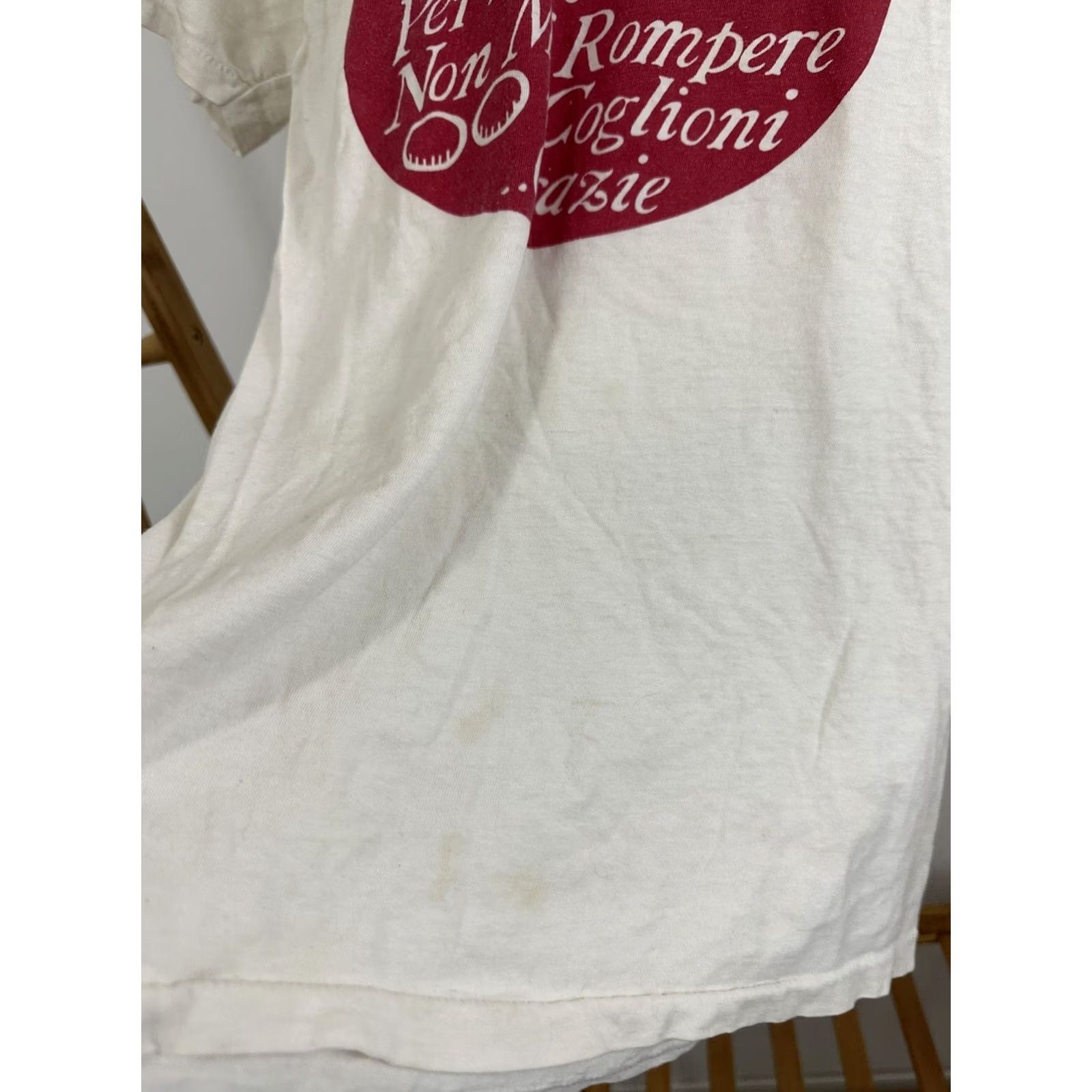 Vintage VINTAGE 70s Italian Funny T-Shirt S White Mens Size US S / EU 44-46 / 1 - 5 Thumbnail