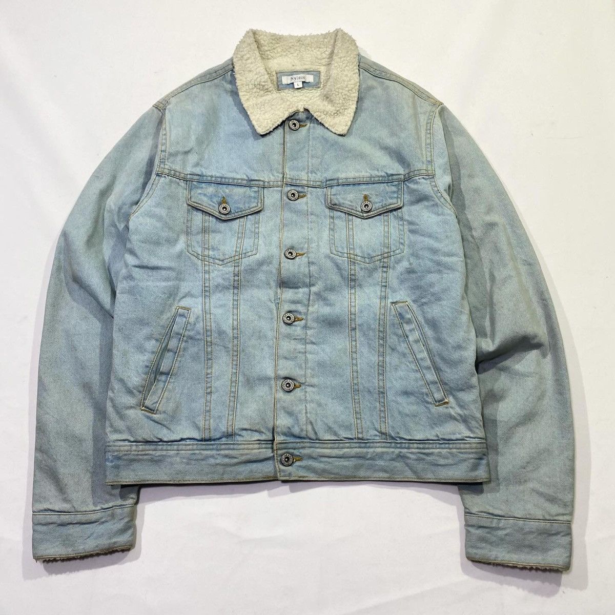 Nylaus Blue Washed Denim Trucker Jacket Jeans