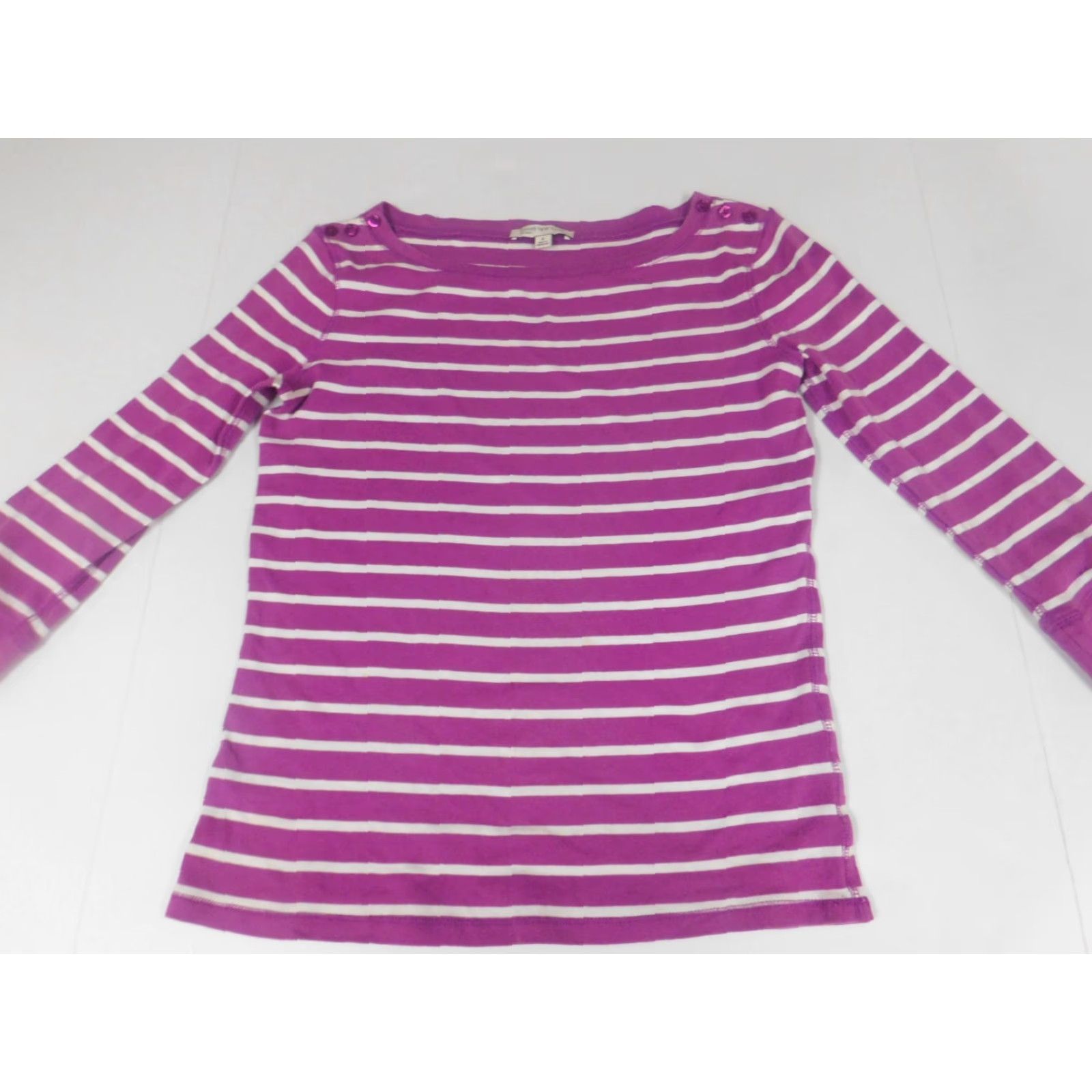 Jones New York Jones New York Blouse Womens Medium purple Striped Pullover Crew Neck Button Casual Shirt Modern Classic Ladies Regular Size M / US 6-8 / IT 42-44 - 2 Thumbnail