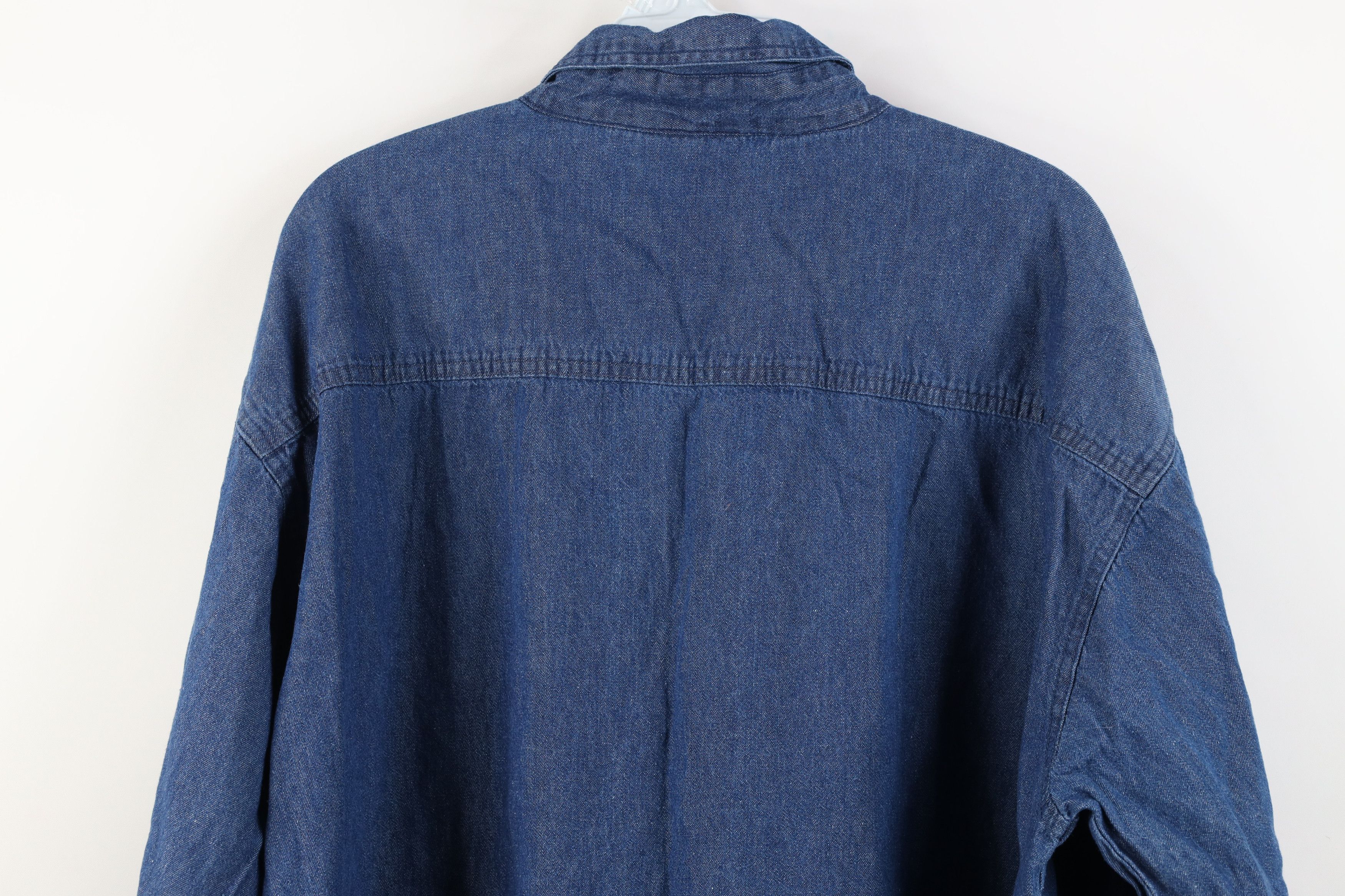 Vintage Vintage 90s Streetwear Denim Jean Button Down Shirt Blue Size US XL / EU 56 / 4 - 11 Thumbnail