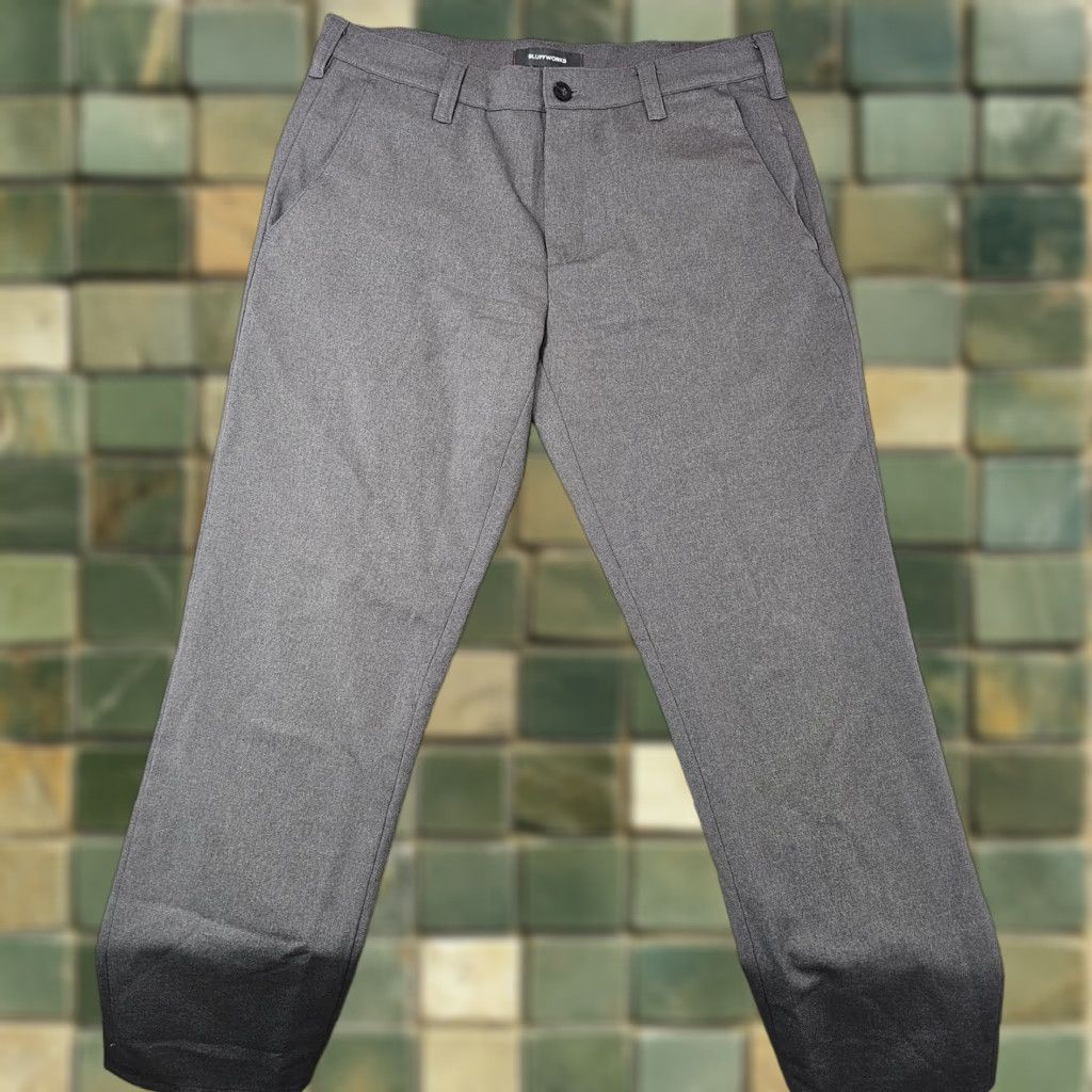 Vintage VINTAGE Bluffworks Gramercy Dress Pants Mens 34x30 Gray | Pants | Men | 34/34 | Flat Front | Zip Fly | Slim Fit Size US 34 / EU 50 - 1 Thumbnail