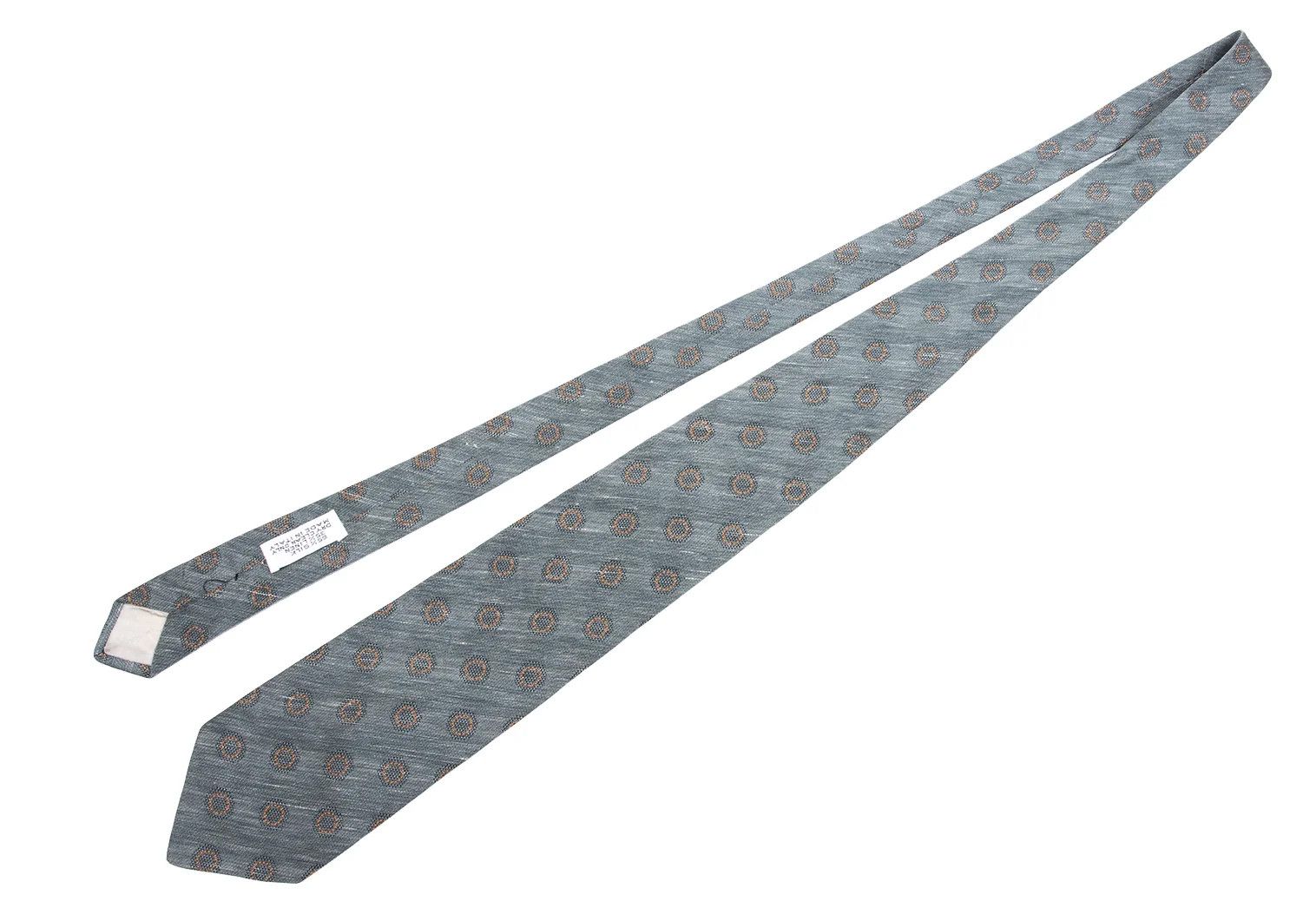 Armani Collezioni Silk Linen Polka Dot Jacquard Tie in Blue and Orange Size ONE SIZE - 2 Thumbnail