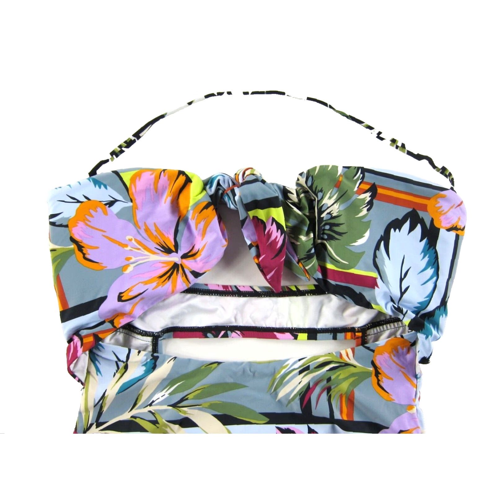 BCBGeneration BCBGeneration Pink Blue Green Hawaiian Floral Halter One Piece Swimsuit M Women Size ONE SIZE - 5 Thumbnail