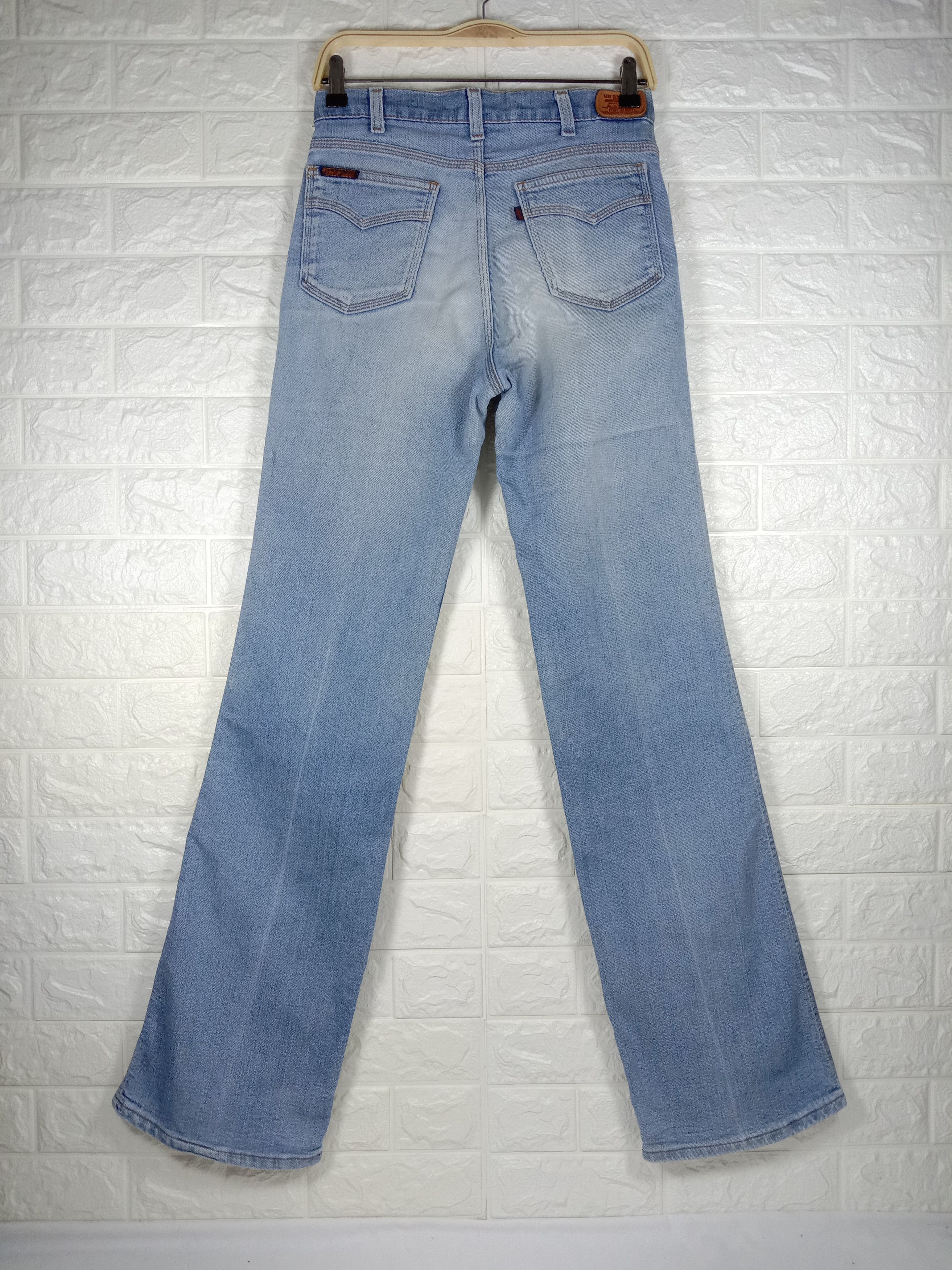 Levi's Vintage 80s Levi's Flare Jeans Talon Zipper Faded Blue Denim Size 29" - 5 Thumbnail