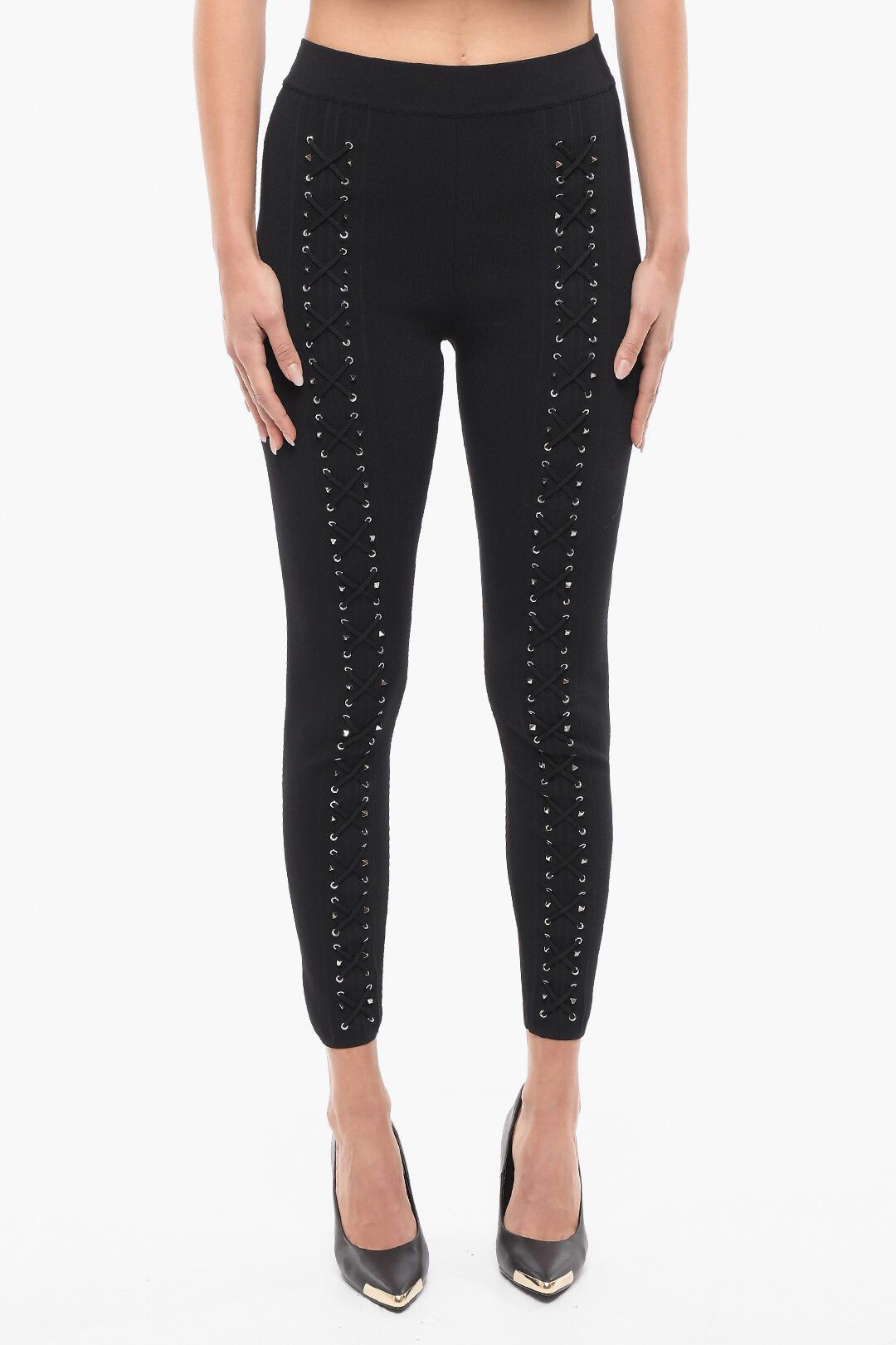 og1mm0824 Lace-Up Leggings in Black