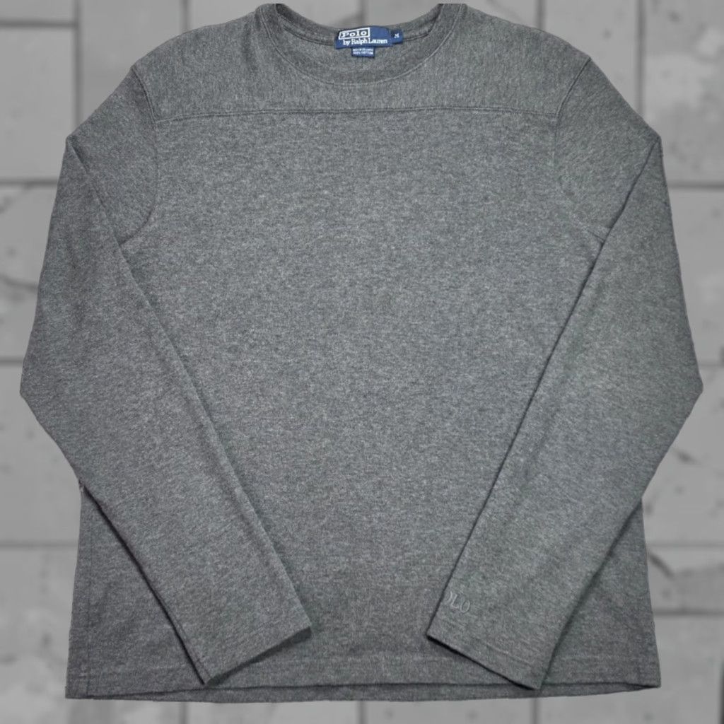 Polo Ralph Lauren VINTAGE Polo Ralph Lauren Sweater Mens M Gray Long Sleeve Crew Neck Preppy Cotton Knit Pullover Embroidered Logo Classic Size US M / EU 48-50 / 2 - 1 Thumbnail
