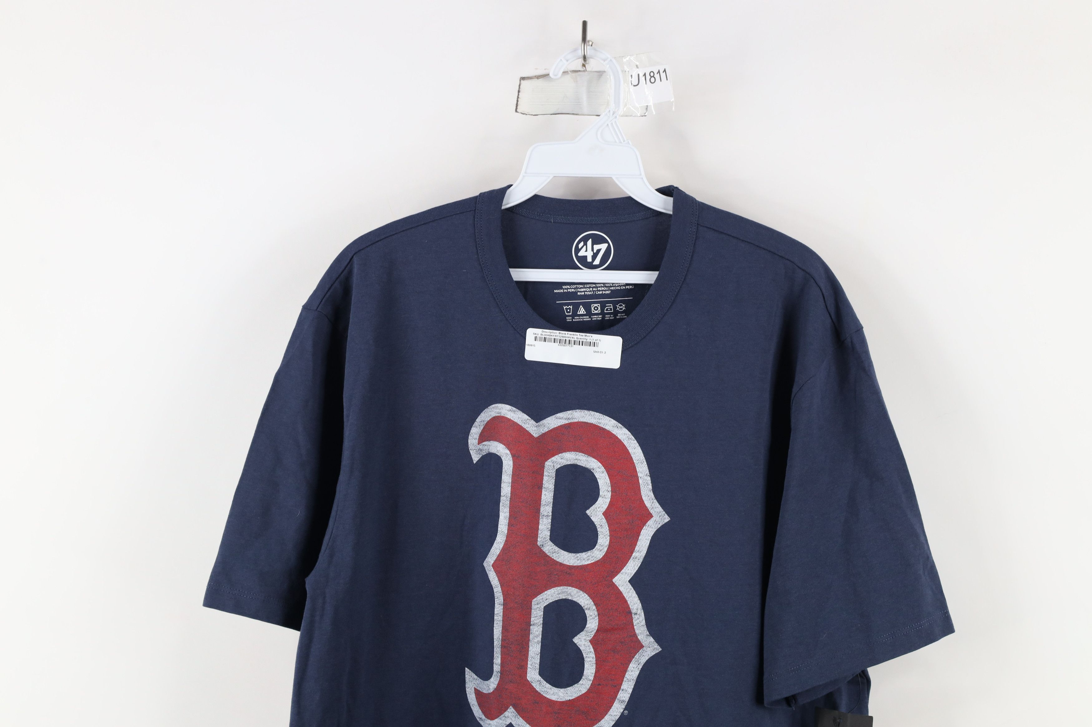 Vintage New 47 Brand Red Sox Baseball Jersey Knit T-Shirt Blue Size US XL / EU 56 / 4 - 2 Thumbnail
