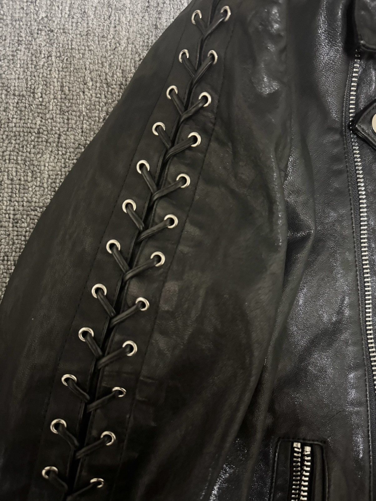 Balmain Balmain laced leather jacket with double zips Size US L / EU 52-54 / 3 - 3 Thumbnail