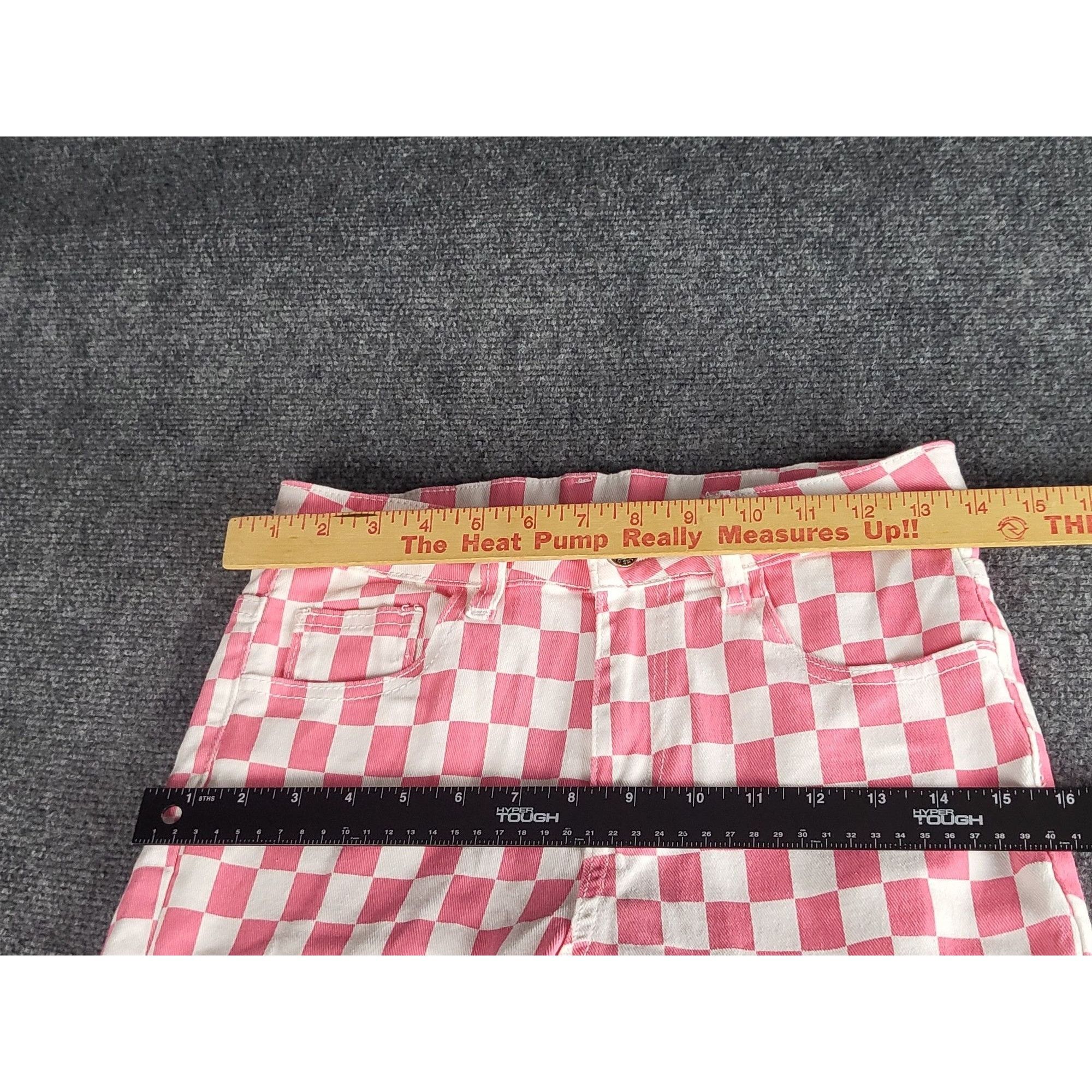 Jean Pink Checkered Bell Bottom Denim Jeeans Women Sz 4 Hipster L Size 27" / US 4 / IT 40 - 4 Thumbnail