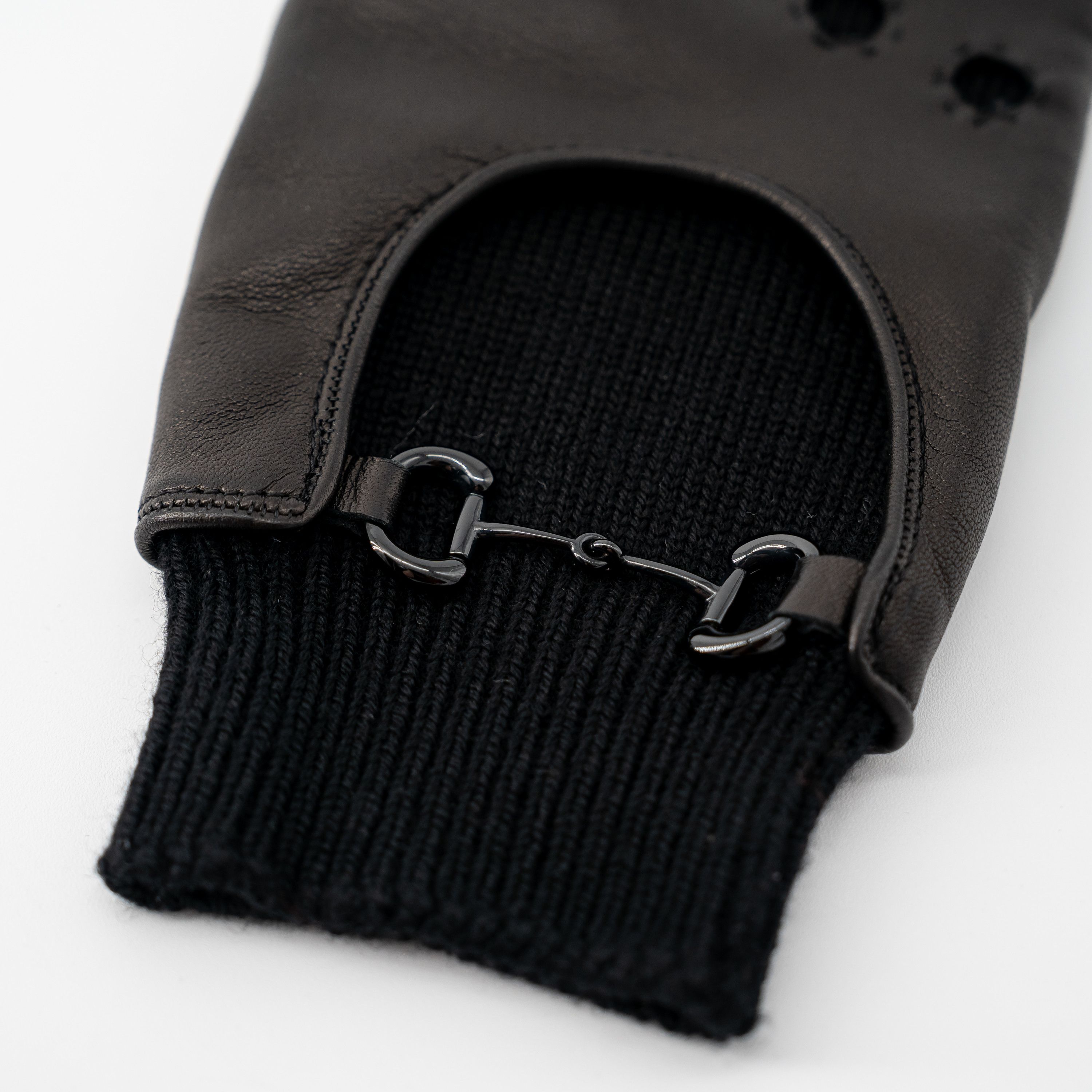 Gucci 9 M - Gucci Horsebit Leather Gloves Black With Knit Cuff Size ONE SIZE - 3 Thumbnail