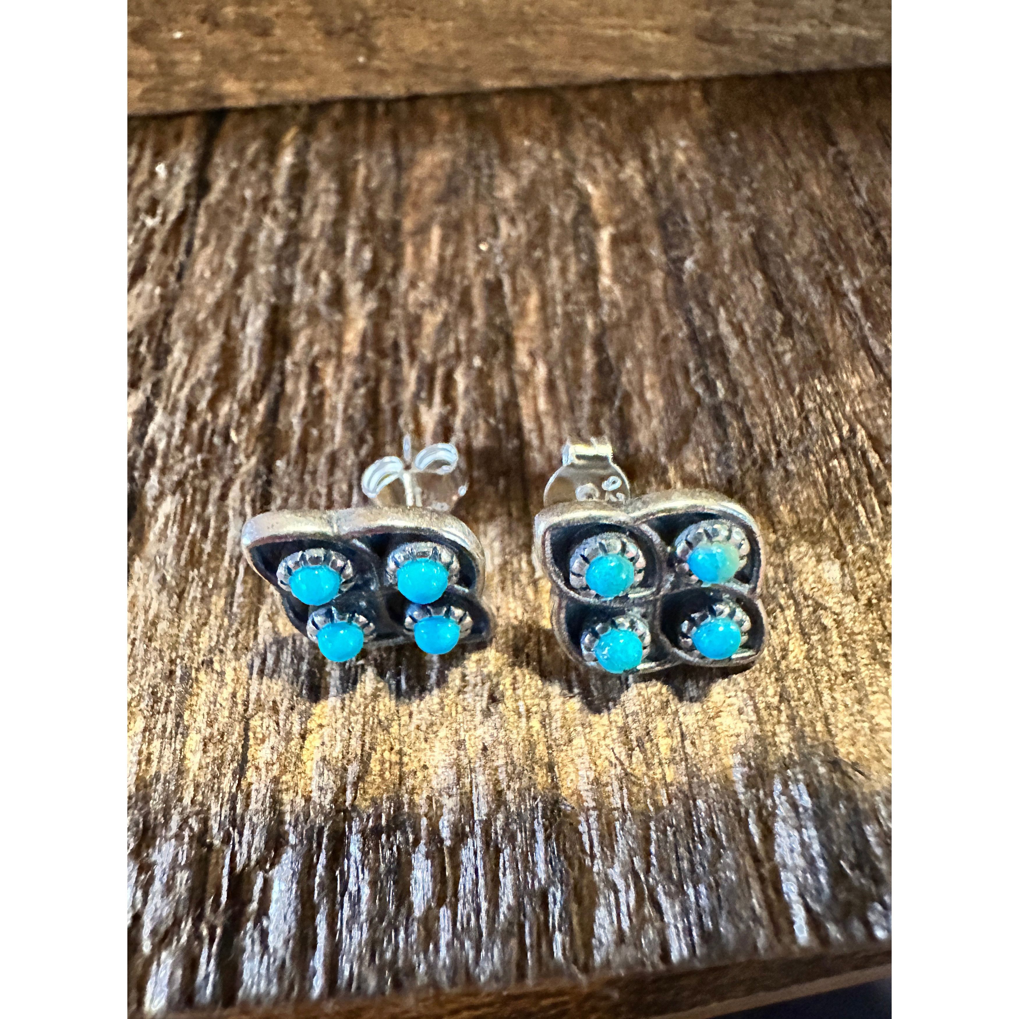 Other Navajo Lucia Turquoise Sterling Silver Stud Earrings - Handc Size ONE SIZE - 2 Thumbnail