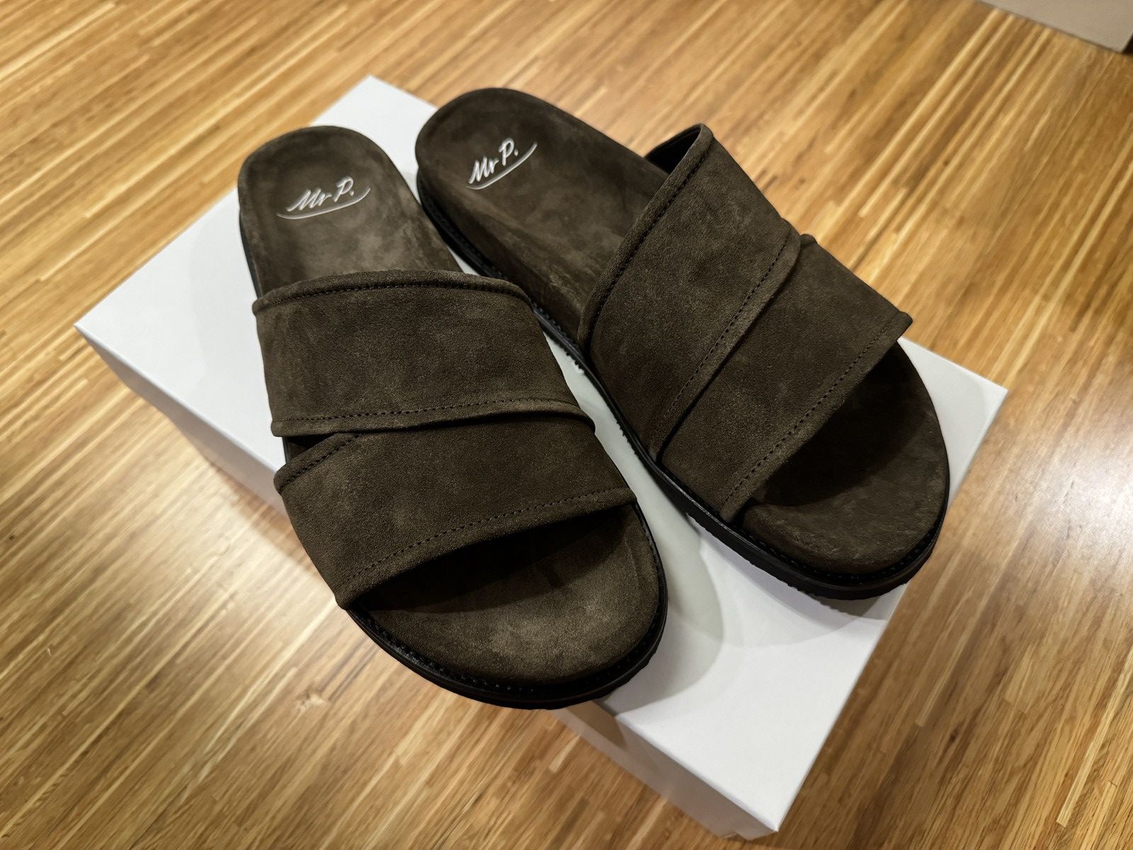 Mr P. Mr P. David Regenerated Suede Olive Sandals Size US 8.5 / EU 41-42 - 1 Thumbnail
