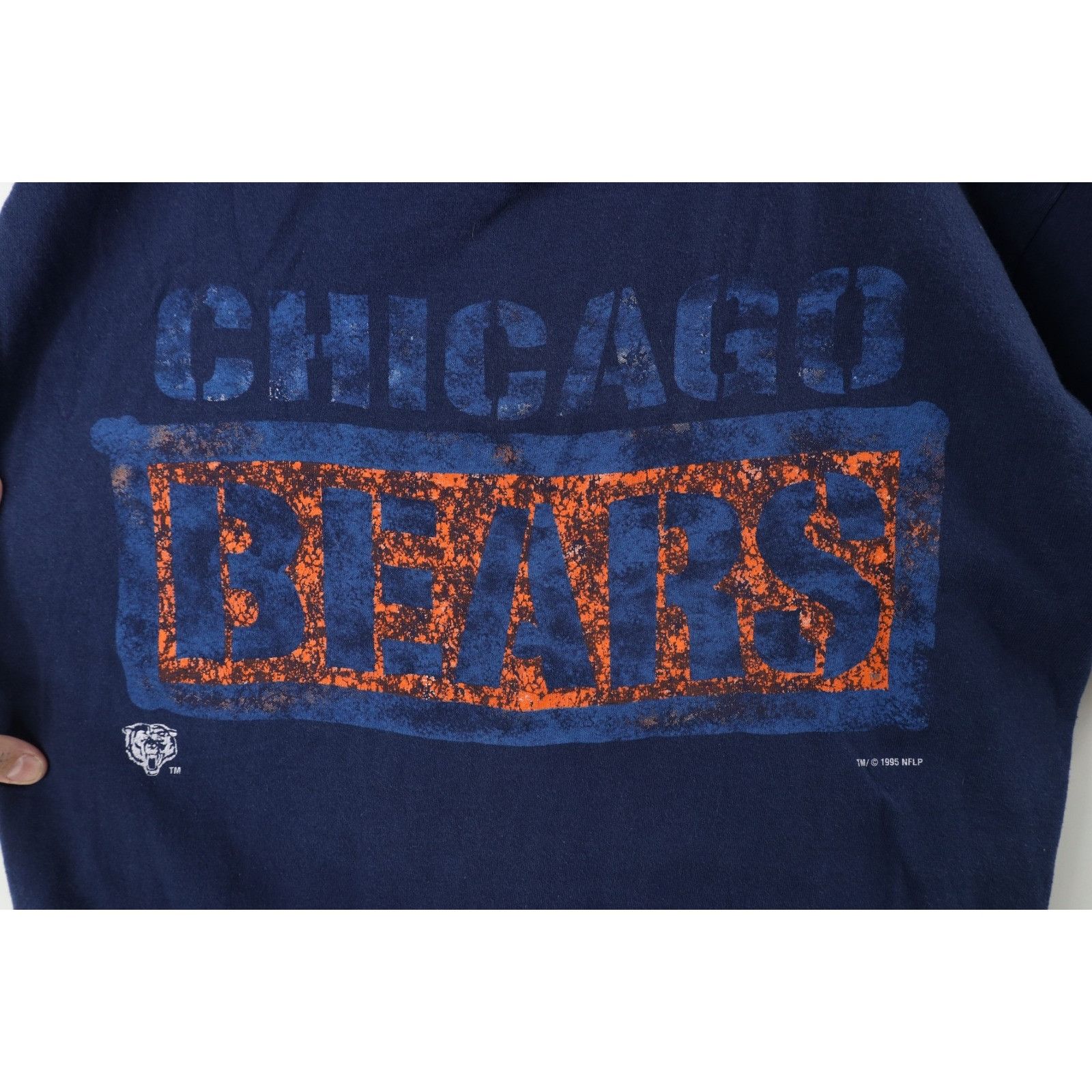 Vintage Vintage 90s Faded Spell Out Chicago Bears Football T-Shirt Size US XL / EU 56 / 4 - 5 Thumbnail