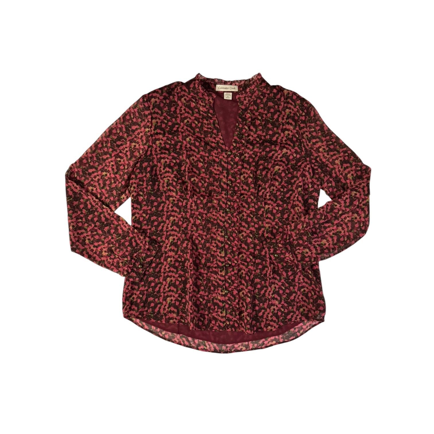 Coldwater Creek Coldwater Creek Reds & Pinks Long Sleeve Sheer Top M 10/12 Size M / US 6-8 / IT 42-44 - 1 Thumbnail