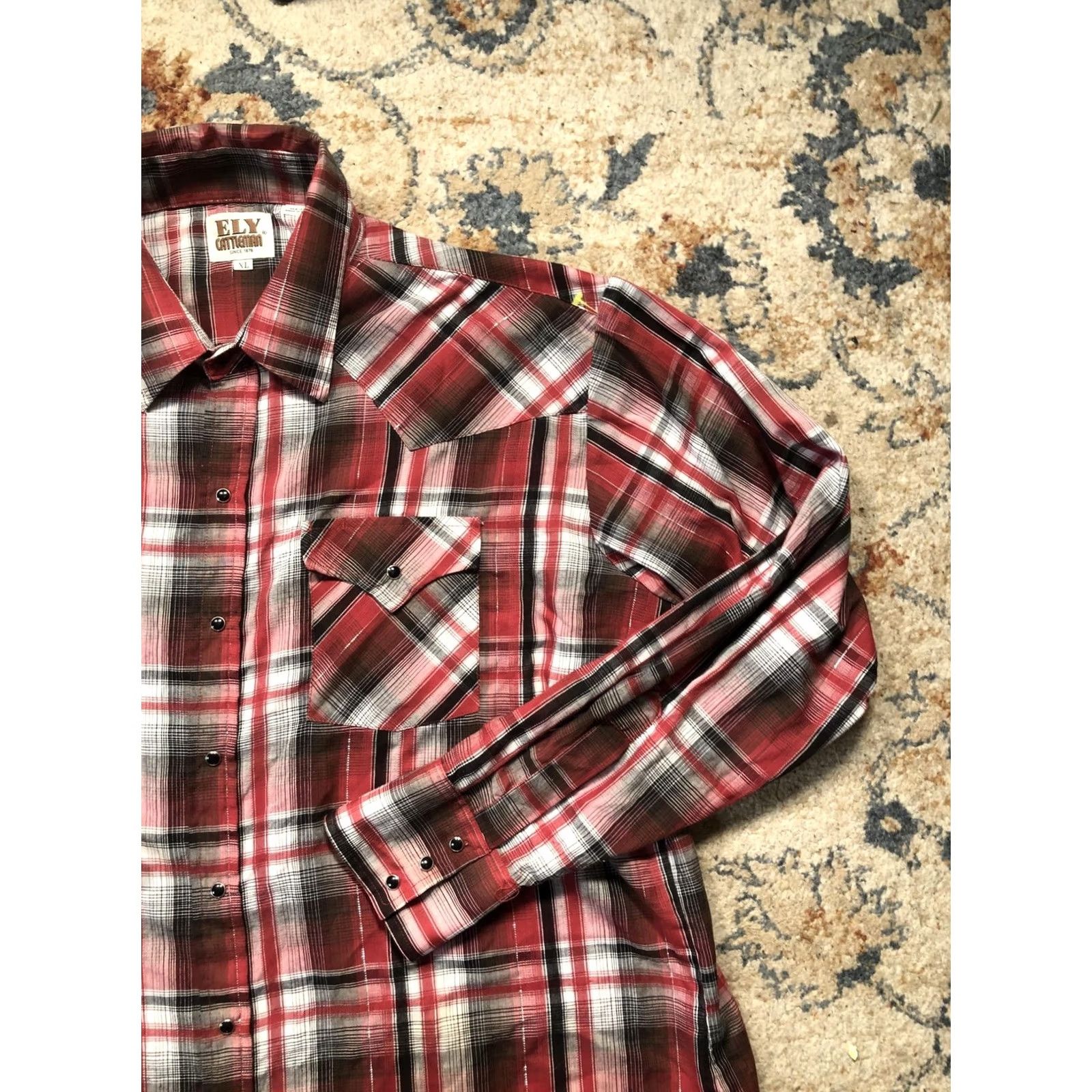 Vintage Ely Cattleman Shirt Mens XL Red Plaid Western Pearl Snap Long Sleeve Cowboy Size US XL / EU 56 / 4 - 4 Thumbnail