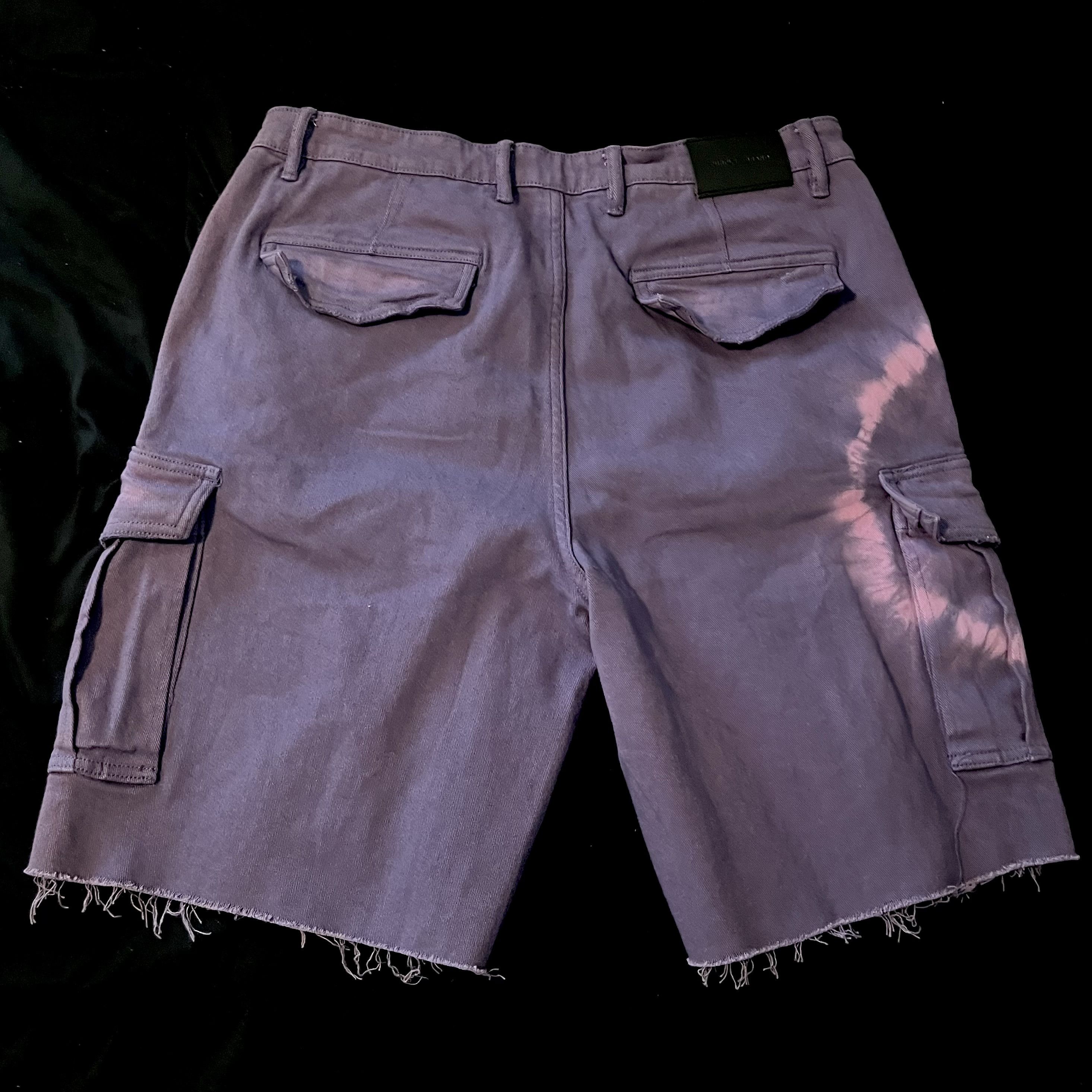 Purple Brand Purple Brand Purple Tie Dye Twill Cargo Shorts L Size US 33 - 4 Thumbnail
