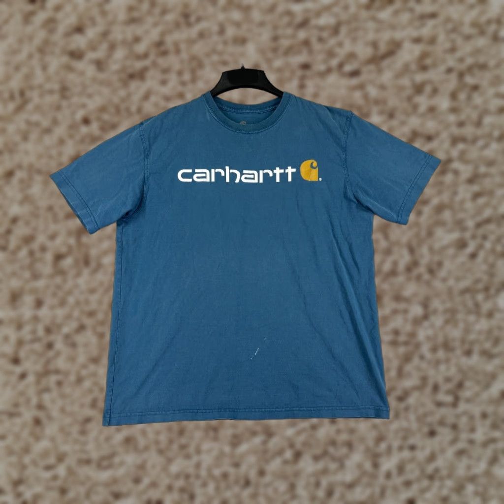Carhartt VINTAGE Carhartt Shirt Men L Blue Short Sleeve Crew Neck Cotton Blend Logo Embroidered Work Modern 90s Mens Size US L / EU 52-54 / 3 - 1 Thumbnail