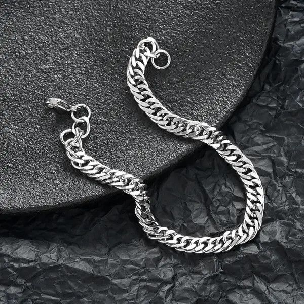 Jewelry Silver Chain Link Bracelet, Classic Men's Bracelet Size ONE SIZE - 3 Thumbnail