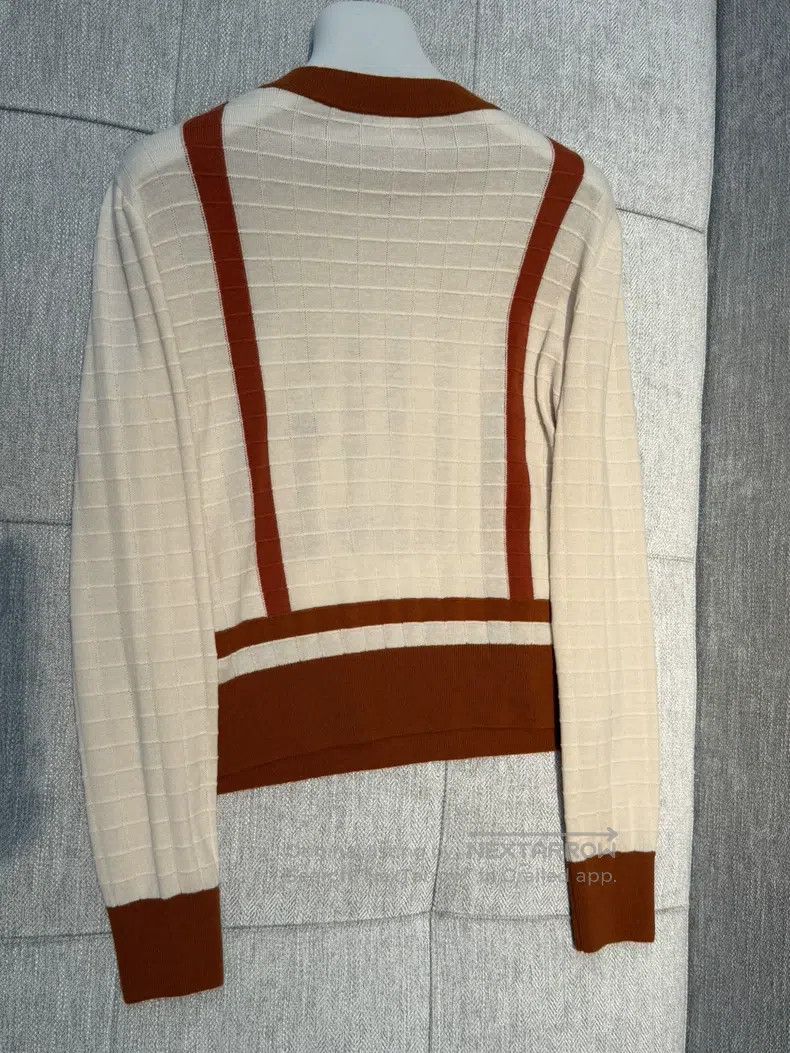 Hermes Hermes White Wool Knit Sweater, Size 40, Beige with Brown Size XS / US 0-2 / IT 36-38 - 2 Thumbnail