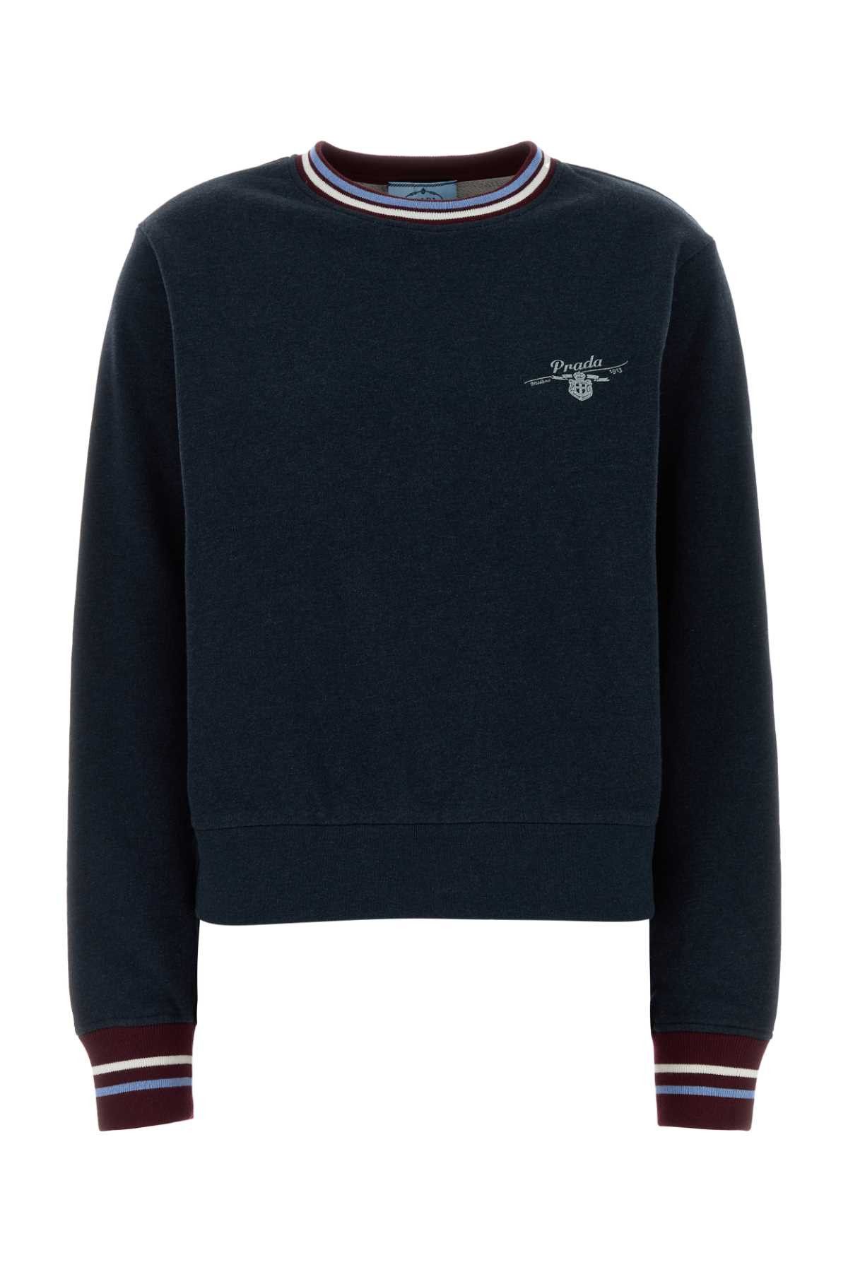 Prada Melange Dark Blue Cotton Sweatshirt Size XS / US 0-2 / IT 36-38 - 1 Thumbnail