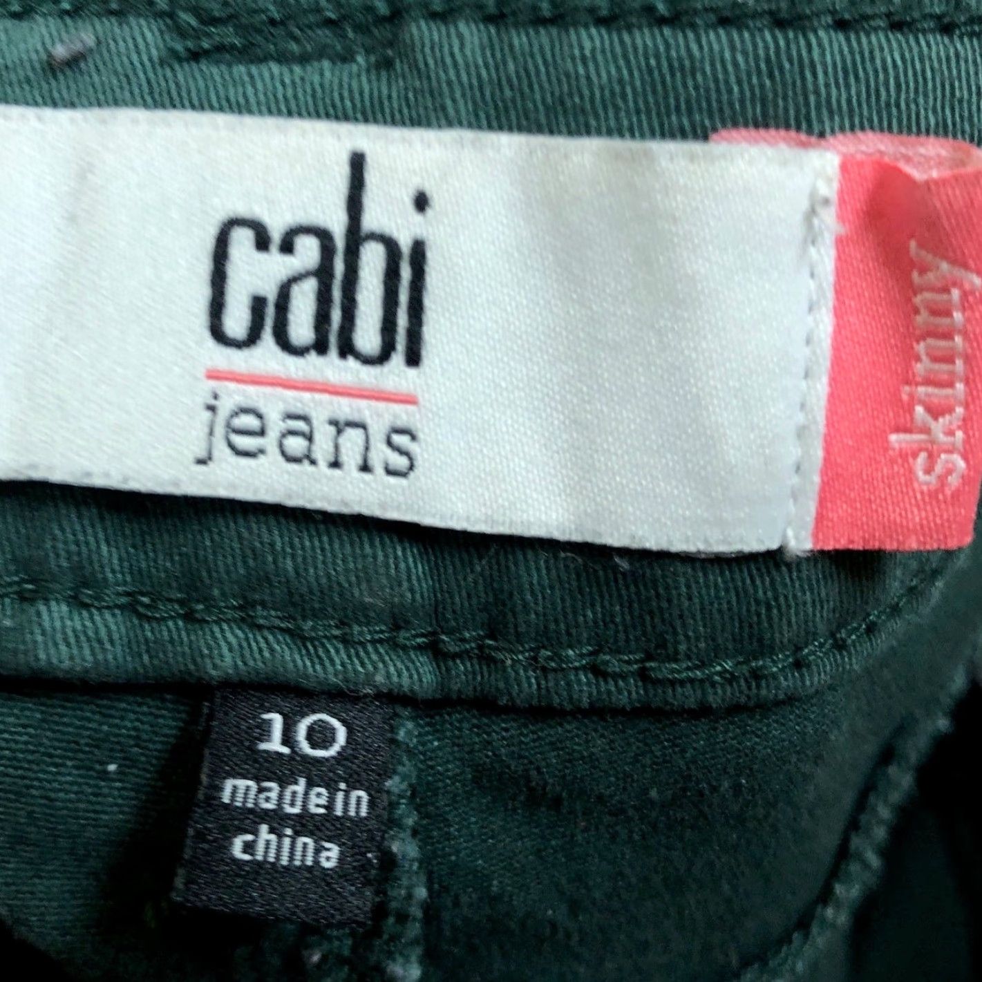 Vintage CAbi Jeans Hunter Green Mid Rise Skinny Moto Zipped Pockets Stretch 10 Women's Denim Jeans Regular Sized 10 Green Pants Size 32" / US 10 / IT 46 - 4 Thumbnail