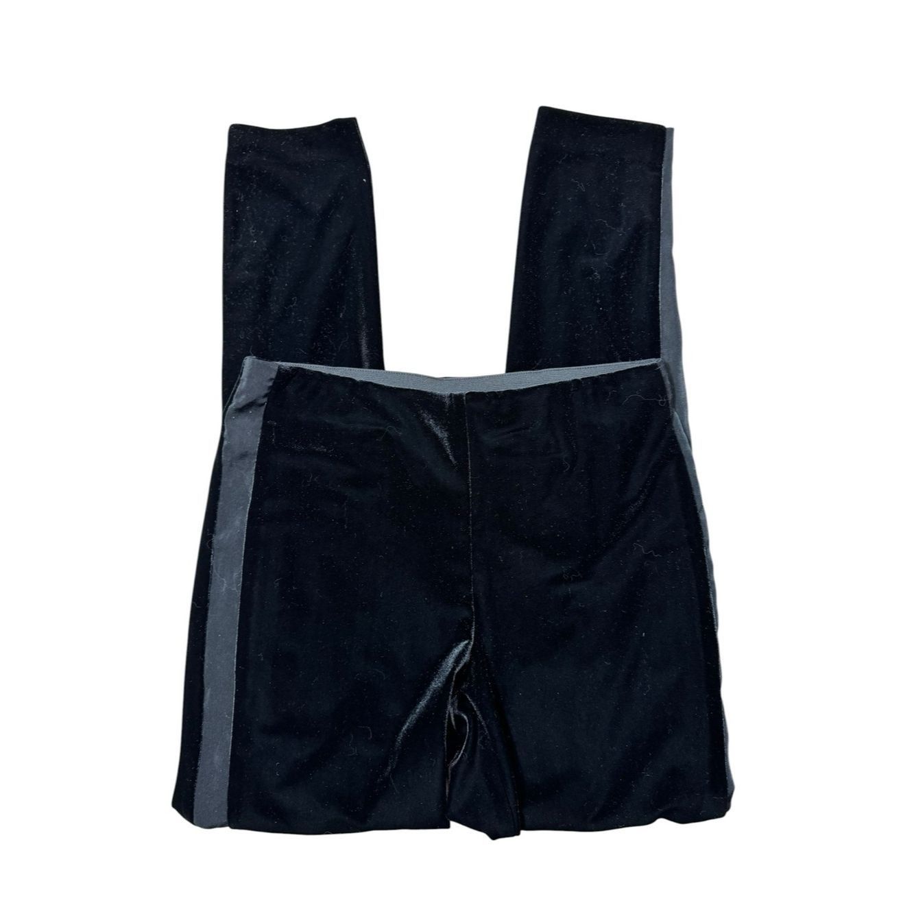 Bar III Bar III Black Velvet High Waist Leggings With Side Stripes Size 32" / US 10 / IT 46 - 3 Thumbnail