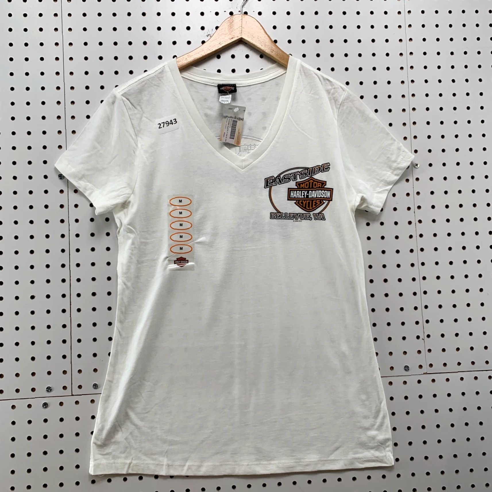 Harley Davidson Harley-Davidson Shirt Women's White Medium T-Shirt V-Neck Bike Motorcycle 90s or Classic Style Womens Size M / US 6-8 / IT 42-44 - 2 Thumbnail