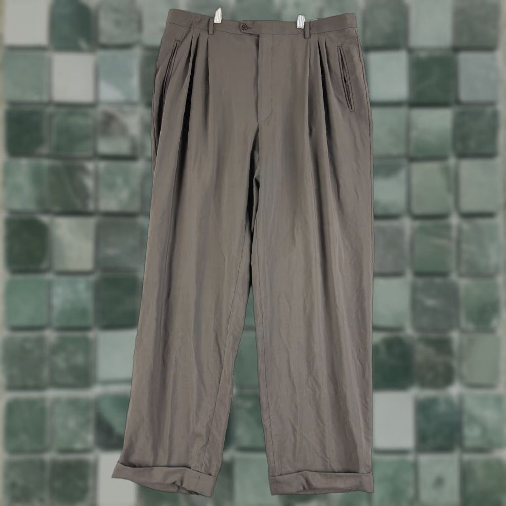 Vintage Chiavari Zignone Dress Pants Mens Size 38 Green Pleated 100% Wool Made in Italy Size US 38 / EU 54 - 1 Thumbnail