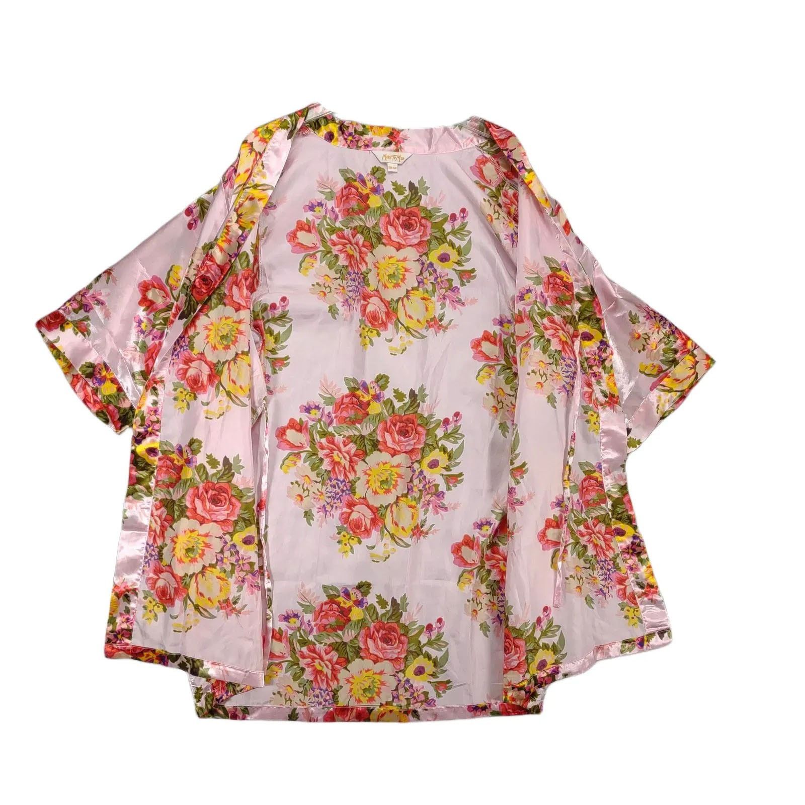 Other Miss to Mrs Pink Satin Floral Rose Bridal Kimono Robe OSFM Size ONE SIZE - 3 Thumbnail
