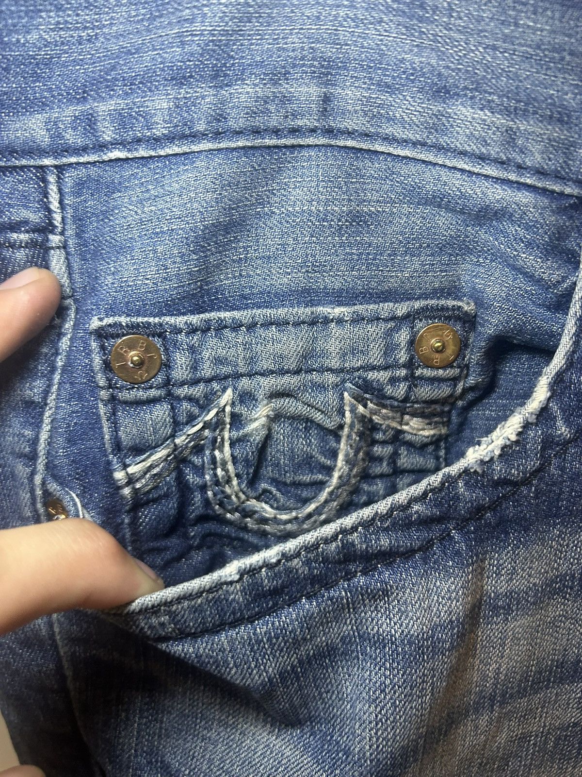 True Religion Vintage True Religion multi stitch logo straight blue jeans Size US 34 / EU 50 - 13 Thumbnail
