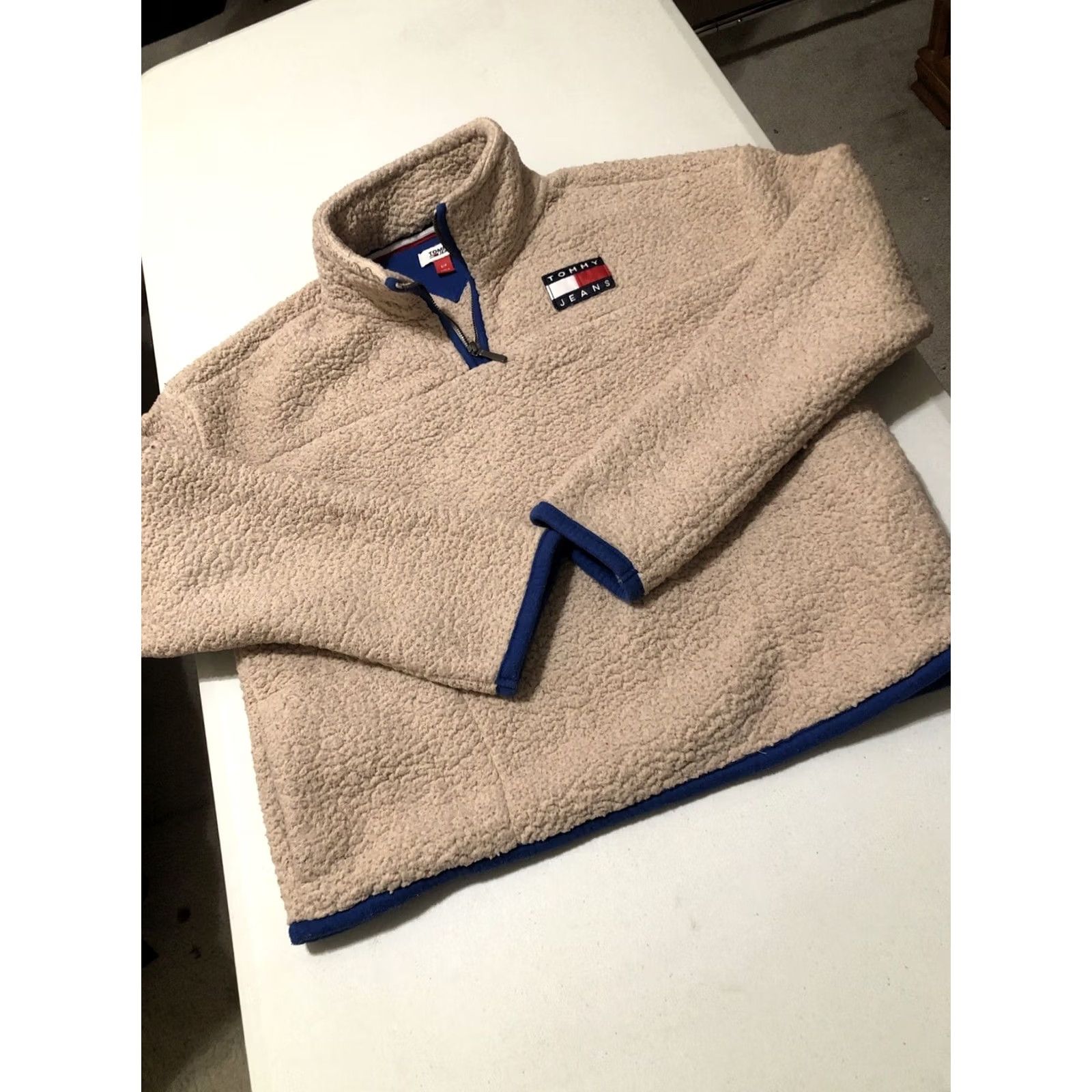 Tommy Hilfiger Tommy Hilfiger Sherpa Fleece Sweater Jacket Women S Beige 1/4 Zip Pockets Teddy Outdoors Fall Winter Vintage? Size S / US 4 / IT 40 - 5 Thumbnail