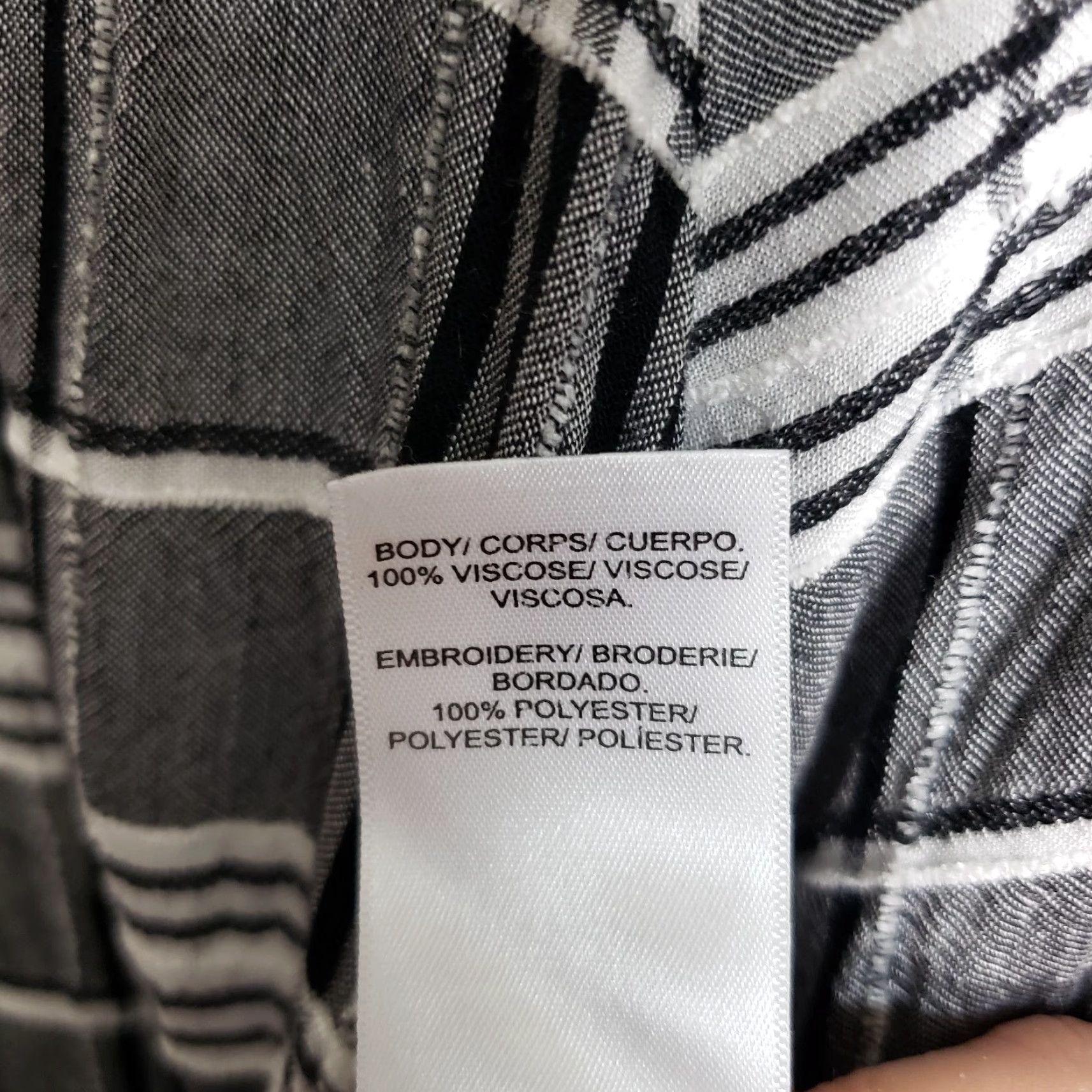 Lucky Brand Lucky Brand Womens Top Blouse Long Sleeve Plaid Black White Size M Viscose Size M / US 6-8 / IT 42-44 - 5 Thumbnail