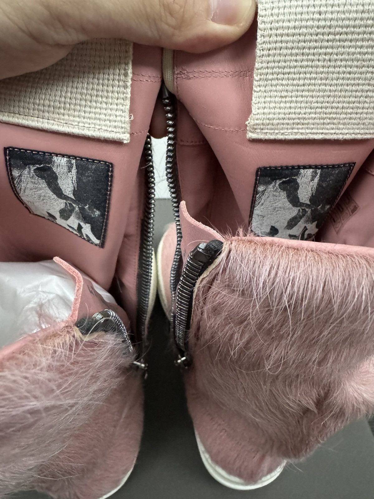 Rick Owens RICK OWENS LEATHER PONY PINK MILK CARGOBASKETS Size US 9 / EU 42 - 9 Thumbnail
