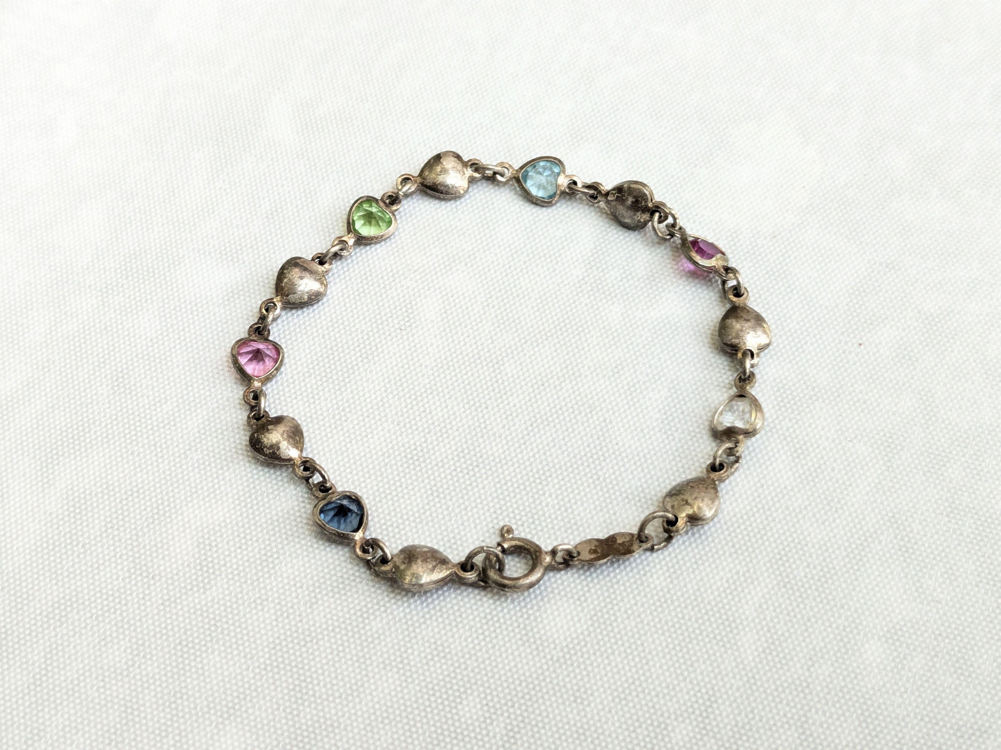 Jewelry Vintage Sterling Silver Tennis Bracelet Hearts 7" Y2K Size ONE SIZE - 4 Thumbnail