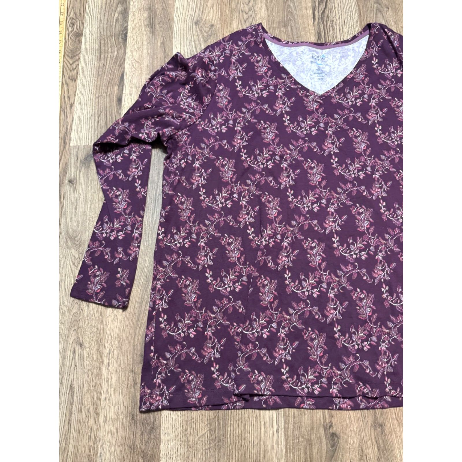 Croft & Barrow Croft & Barrow Shirts Women's 3X Purple Long Sleeve Tee Lightweight Classic Shirt Womens Plus Size T-Shirt 3X Purple Casual Size XXL / US 16-18 / IT 52-54 - 3 Thumbnail