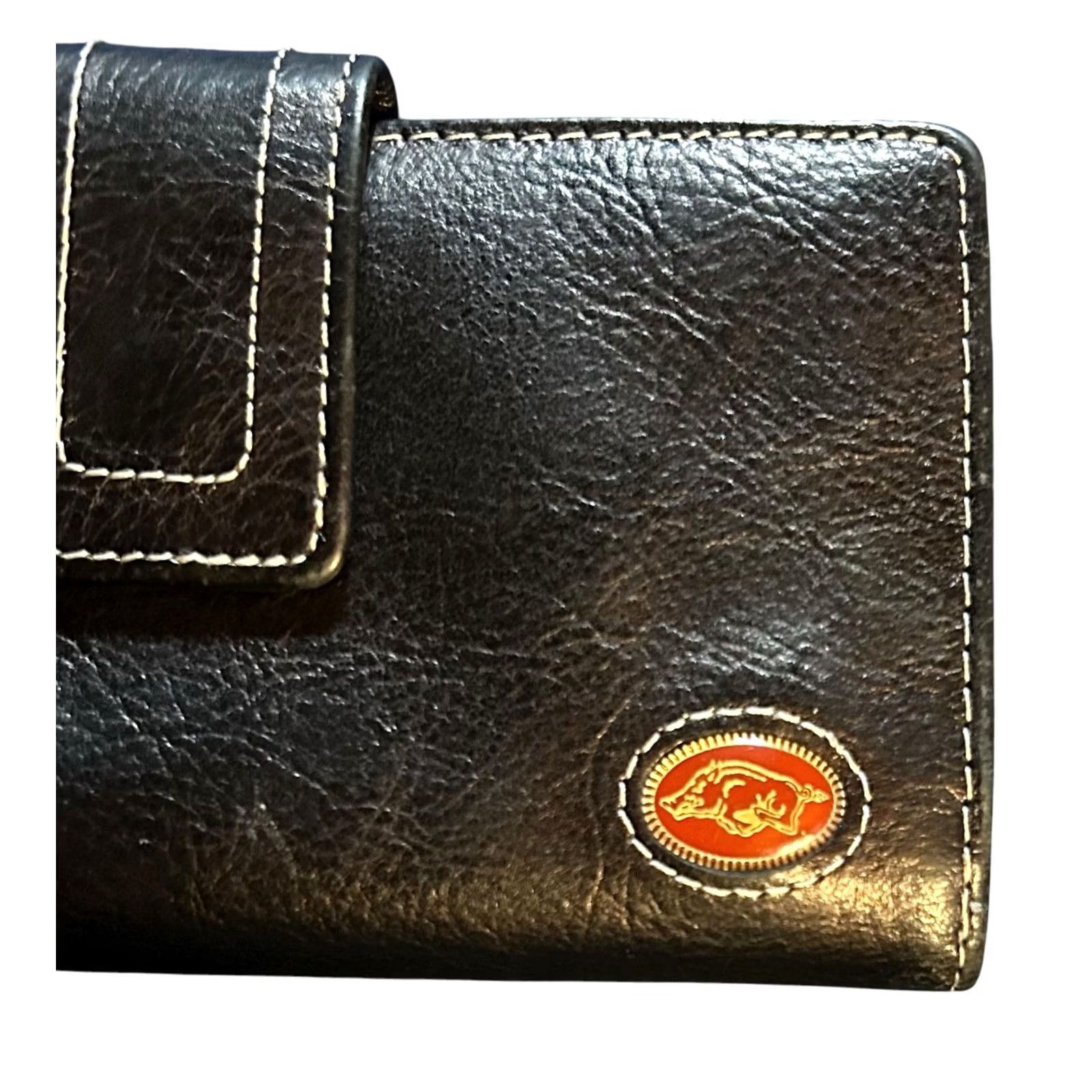 Fossil VINTAGE Fossil Wallet Long Live Vintage Black Leather Arkansas Razorbacks Bifold Women's Wallet Zip-Around Logo City Credit Card Folding Size ONE SIZE - 2 Thumbnail