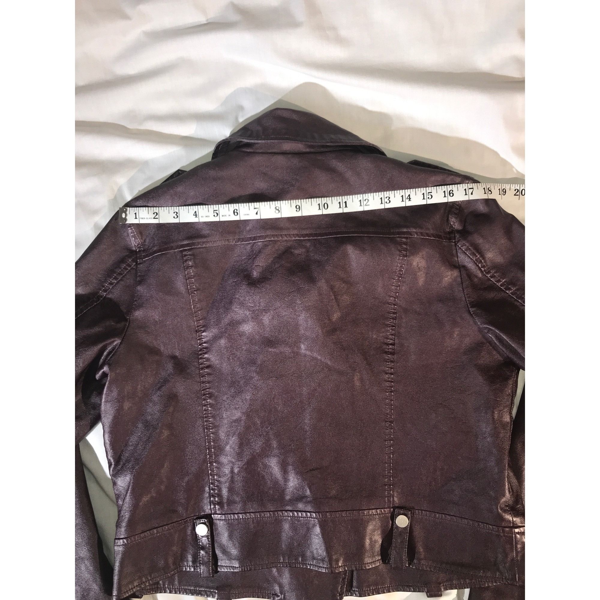 Designer Bagatelle Womens Purple Plum Vegan Leather Motorcycle Jacket Size L / US 10 / IT 46 - 7 Thumbnail