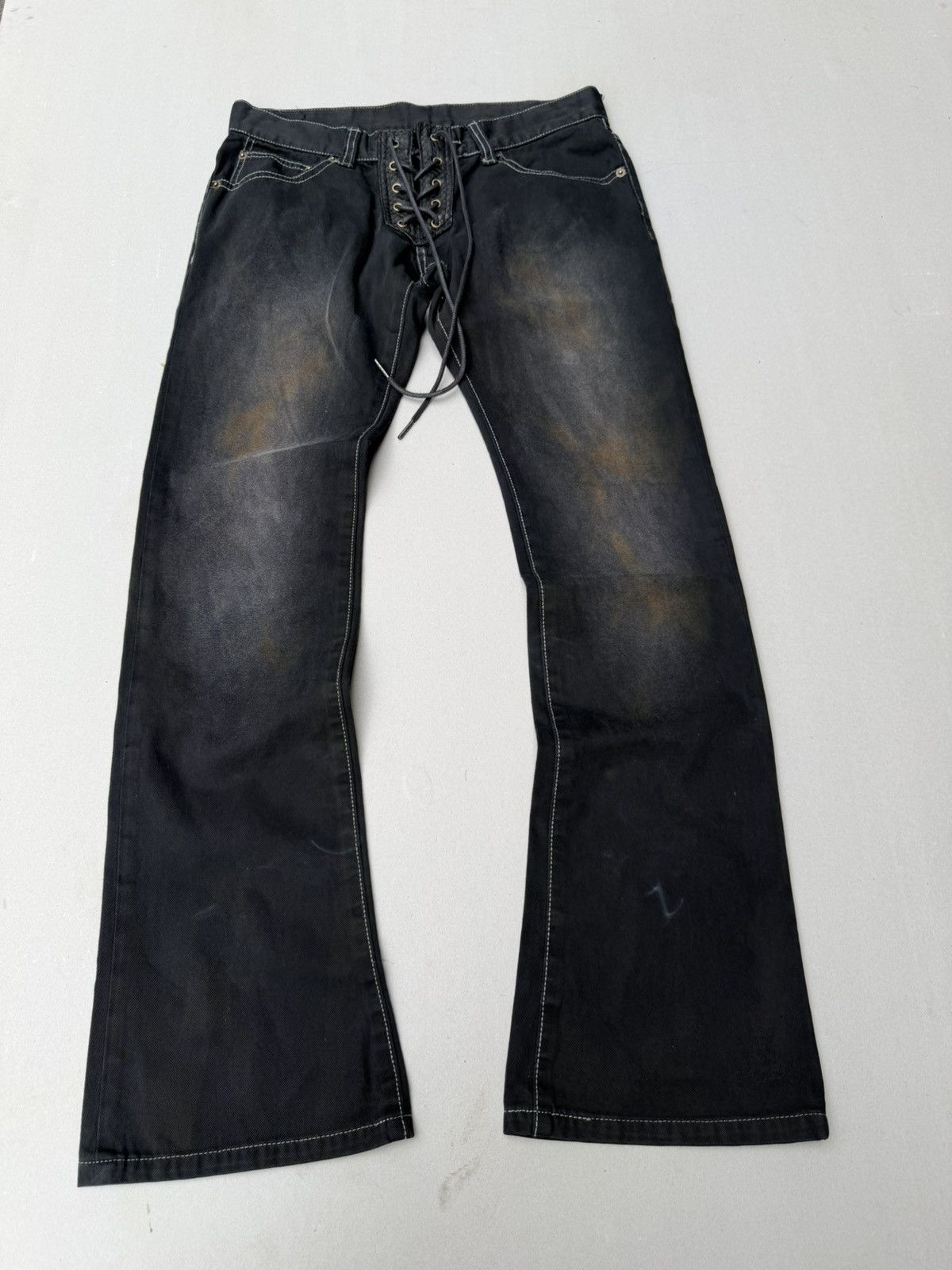 Japanese Brand Tornado Mart Lace up flare pants Size US 29 - 1 Thumbnail