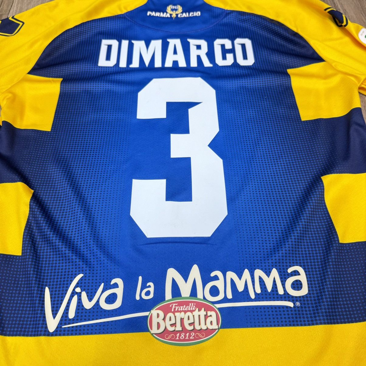 Errea Parma 18/19 home shirt #3 Dimarco (Bnwt) Size US L / EU 52-54 / 3 - 4 Thumbnail