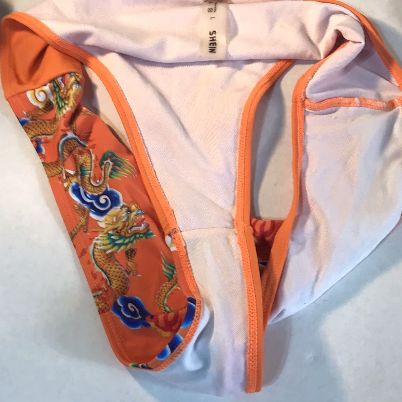 Shein SheIn Orange Floral Bikini Swim Bottoms Women's Size L Designer Size 36" / US 14 / IT 50 - 3 Thumbnail