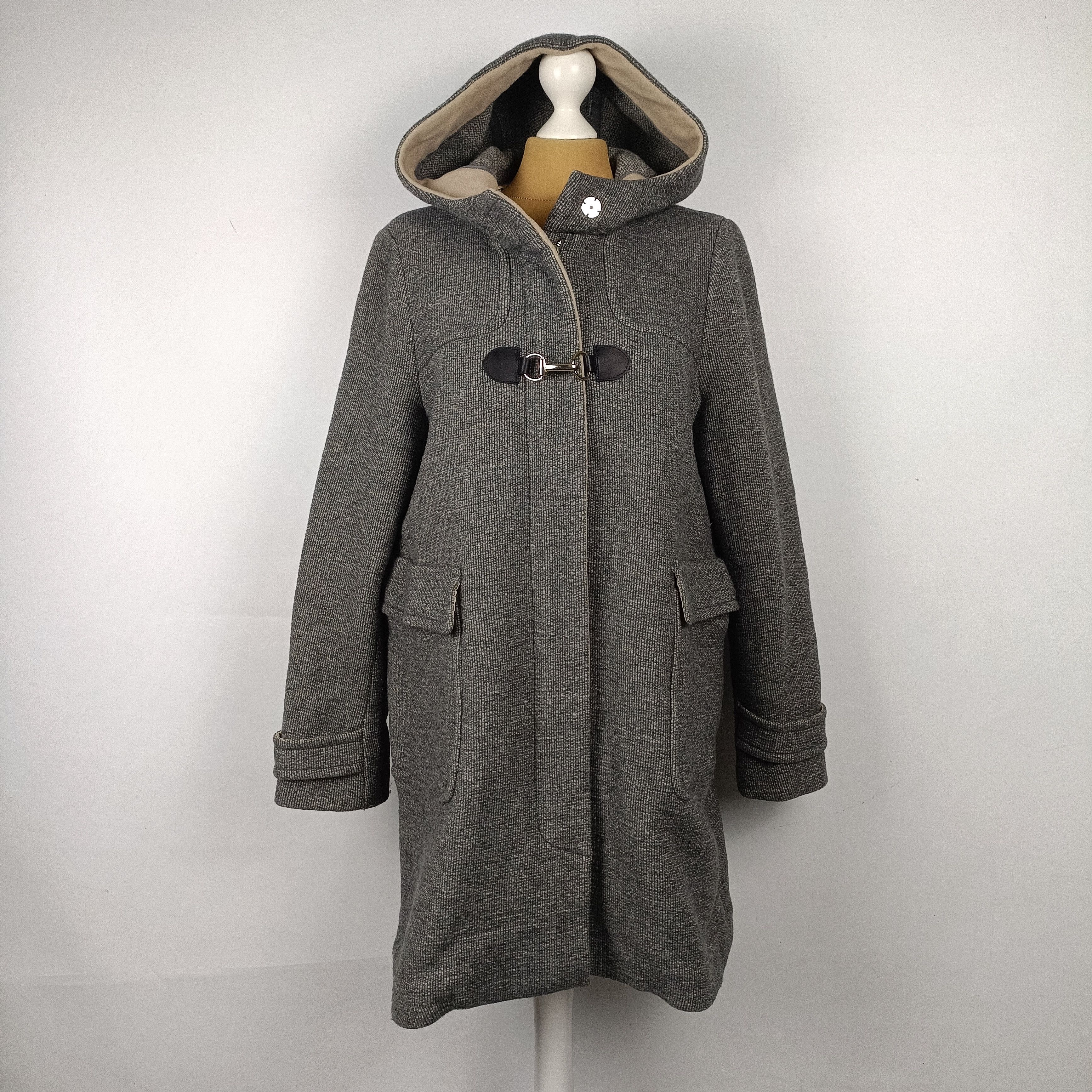 image of Marella Women's Gray Wool Cashmere Hooded Coat ! in Grey (Size Large)