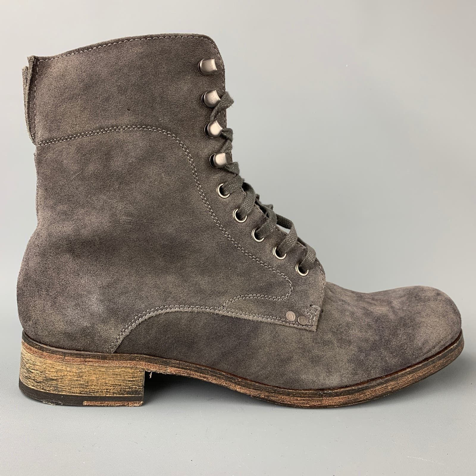 John Varvatos JOHN VARVATOS Size 10 Grey Suede Lace Up Ankle Boots Size US 10 / EU 43 - 1 Preview