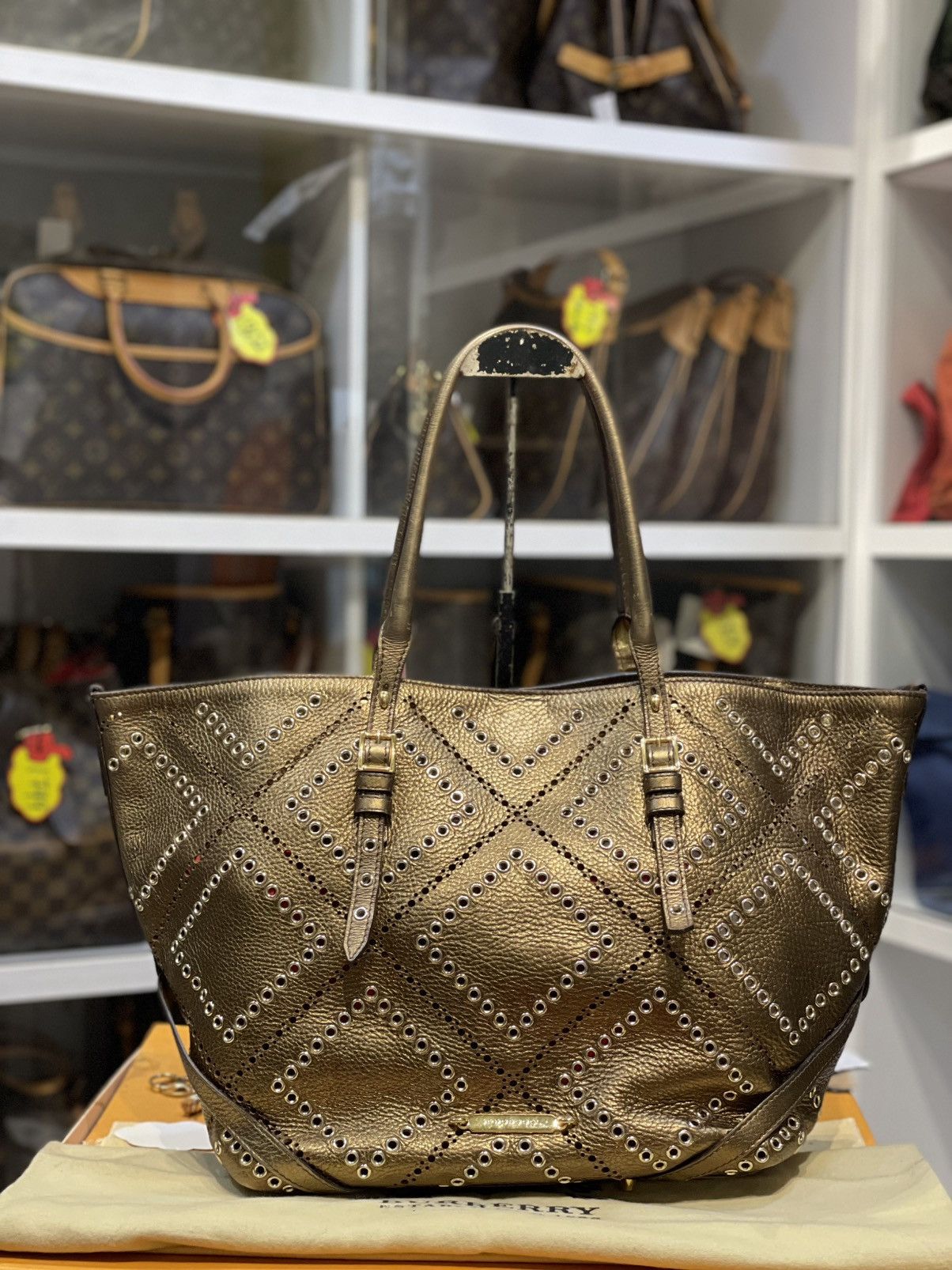 AUTHENTIC BURBERRY CALFSKIN METALLIC GROMMETS