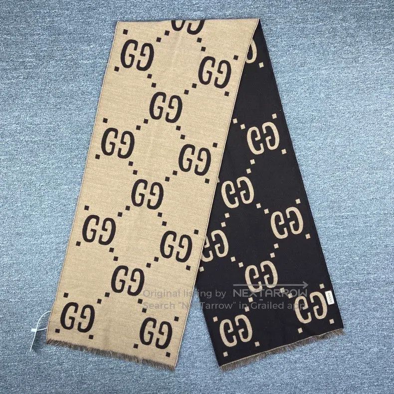 Gucci Gucci Black and brown double G full print scarf Size ONE SIZE - 1 Thumbnail