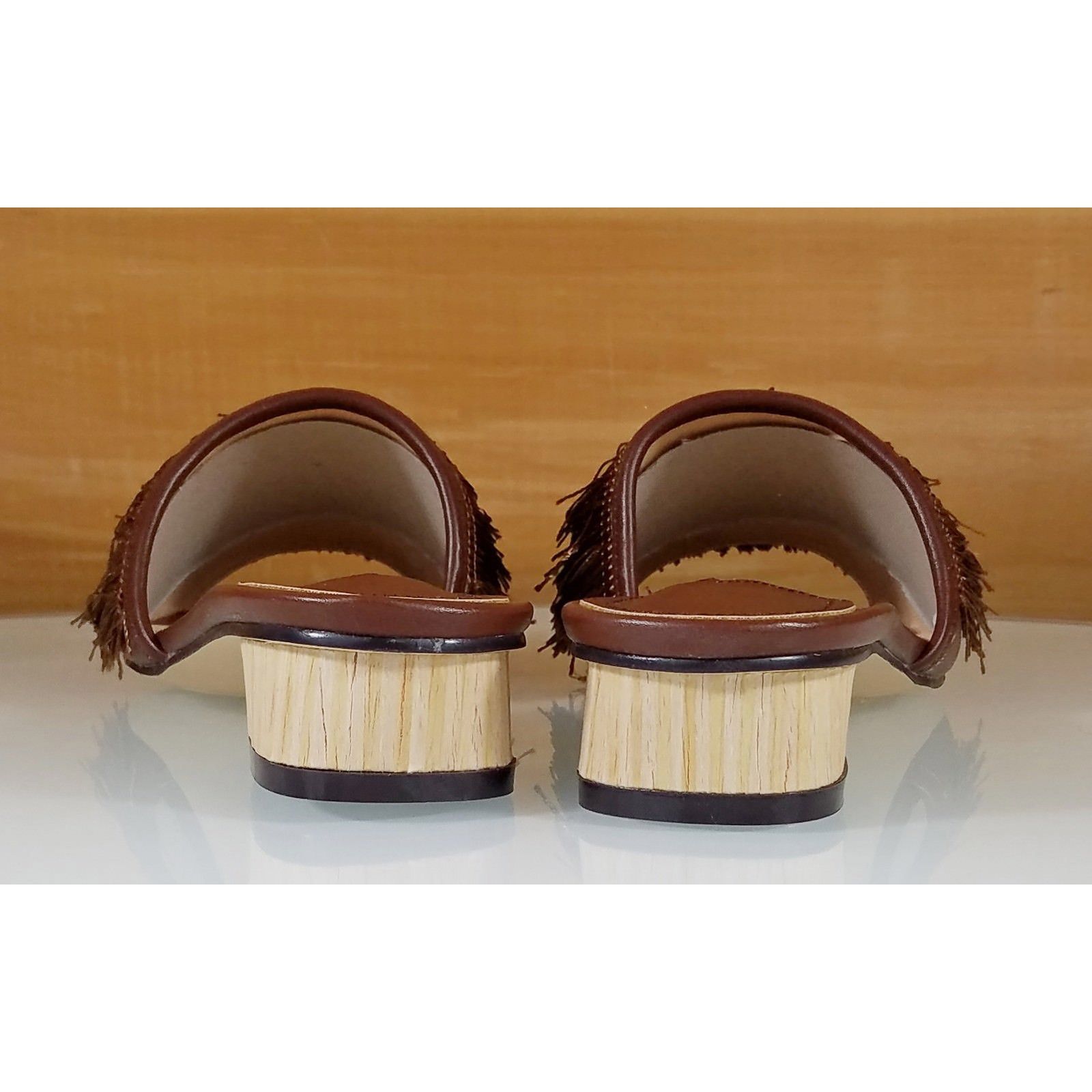 Other Mac J Bronze Camel Fringe Slip On Flats Mules Clog Slipper Size US 8.5 / IT 38.5 - 5 Thumbnail