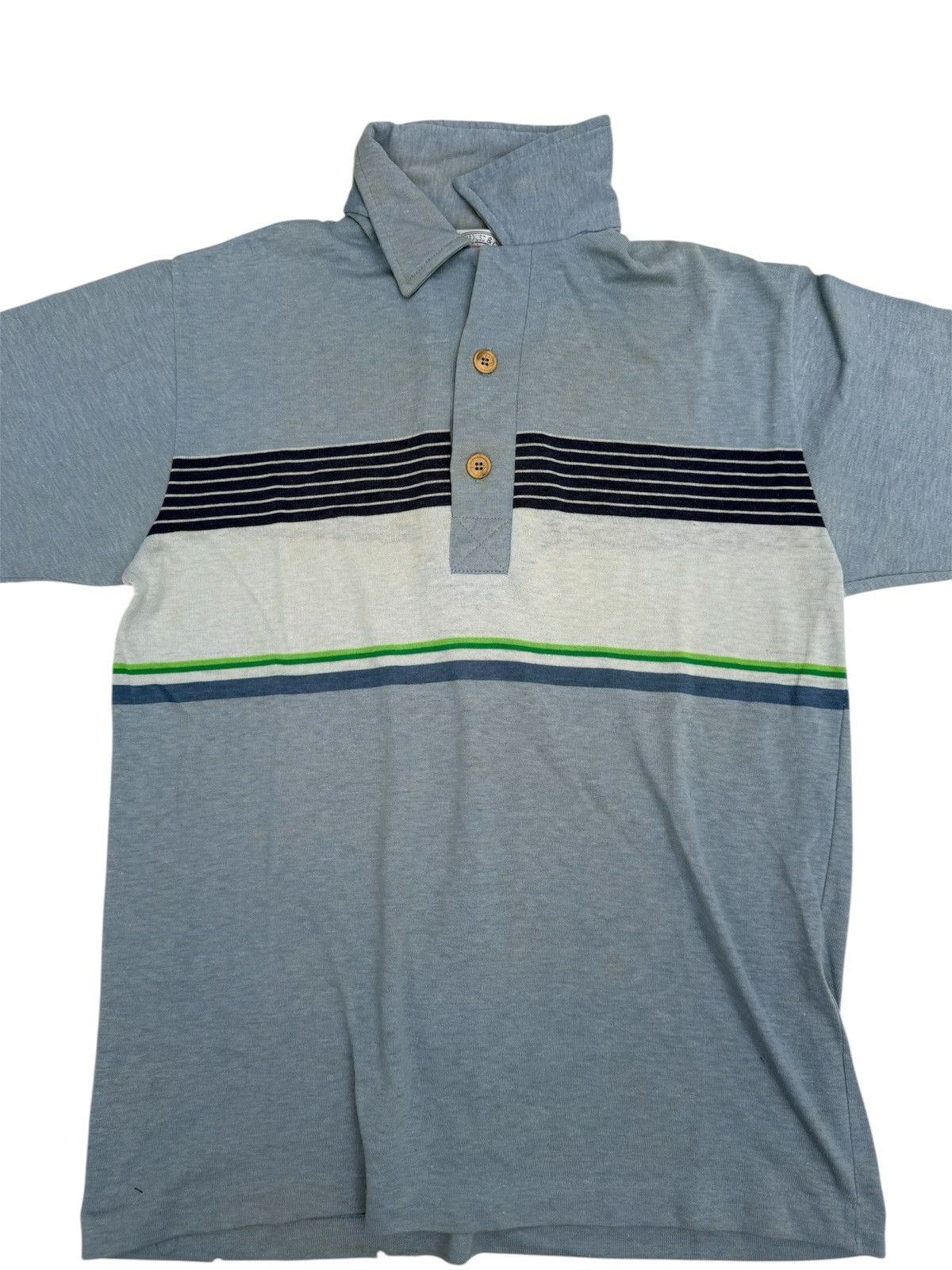 Levi's × Levi's Vintage Clothing × Vintage Vintage 80s Levis Polo Shirt Wood Button Stripe Size US M / EU 48-50 / 2 - 2 Thumbnail