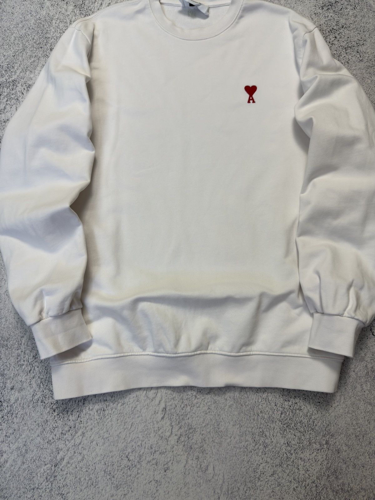 AMI AMI Paris Sweatshirt White Red Heart Logo Crewneck Pullover Size US XL / EU 56 / 4 - 6 Thumbnail