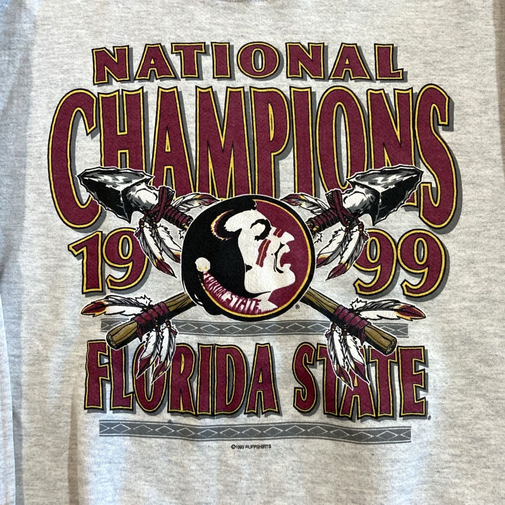 Jerzees VINTAGE Jerzees Sweater Mens L Gray Florida State National Champions 99 Pullover Size US L / EU 52-54 / 3 - 2 Thumbnail