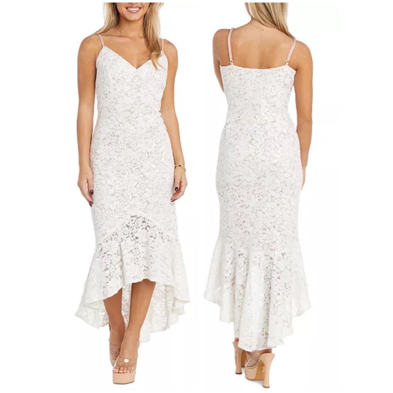 Other NIGHTWAY Mermaid High-Low Flounce Hem Lace Dress Sequin 10 Size M / US 6-8 / IT 42-44 - 1 Thumbnail